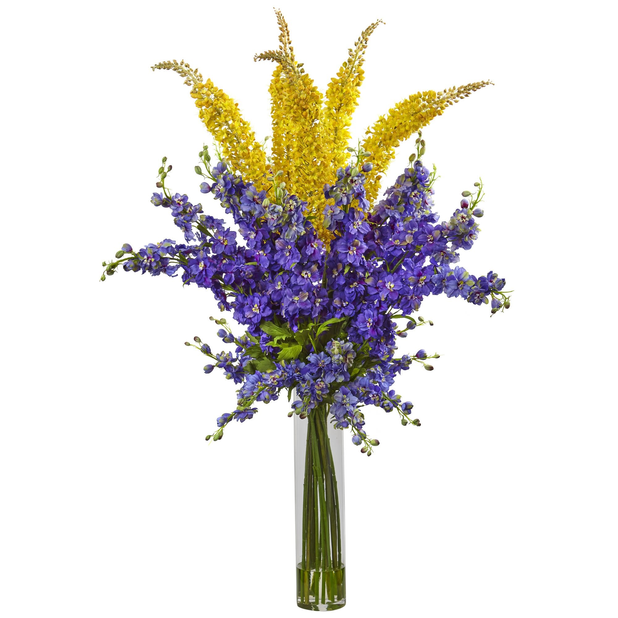 Nearly Natural 1423-YP Delphinium & Foxtail Silk Floral Arrangement, H
