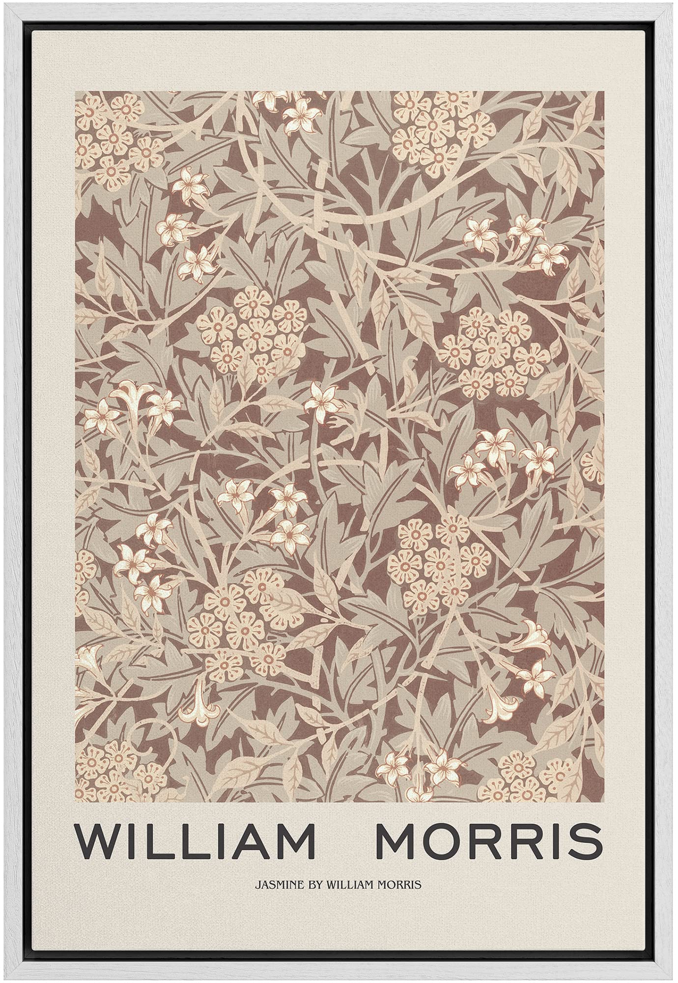 Idea4Wall Framed Canvas Print Wall Art Jasmine Floral Pattern By William Morris Historic Cultural Illustrations Fine Art Traditi