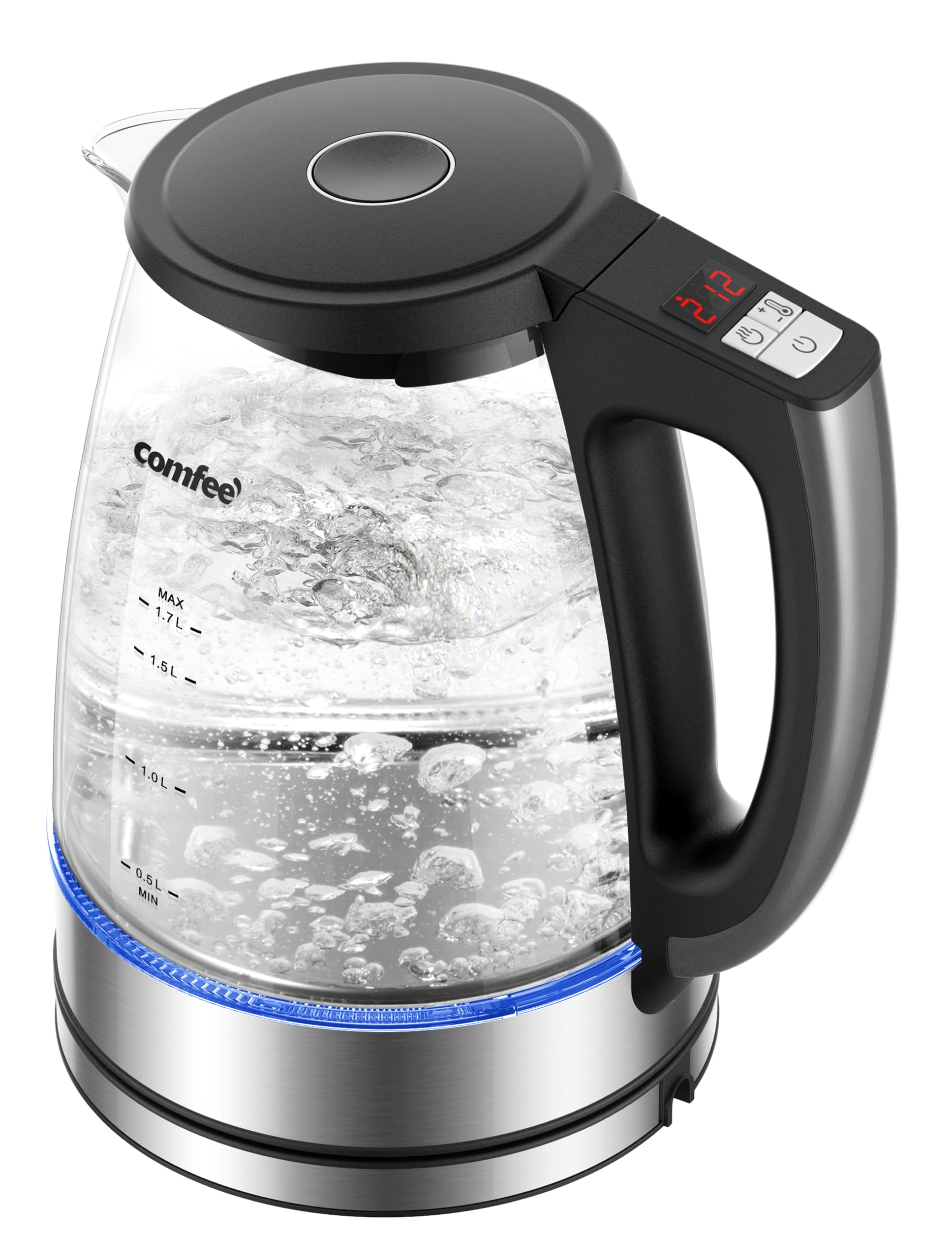 Comfee' 1.7L Glass Tea Kettle And Kettle Water Boiler - Electric Kettle Temperature Control With 6 Presets, 2-Hr Keep Warm, Fast