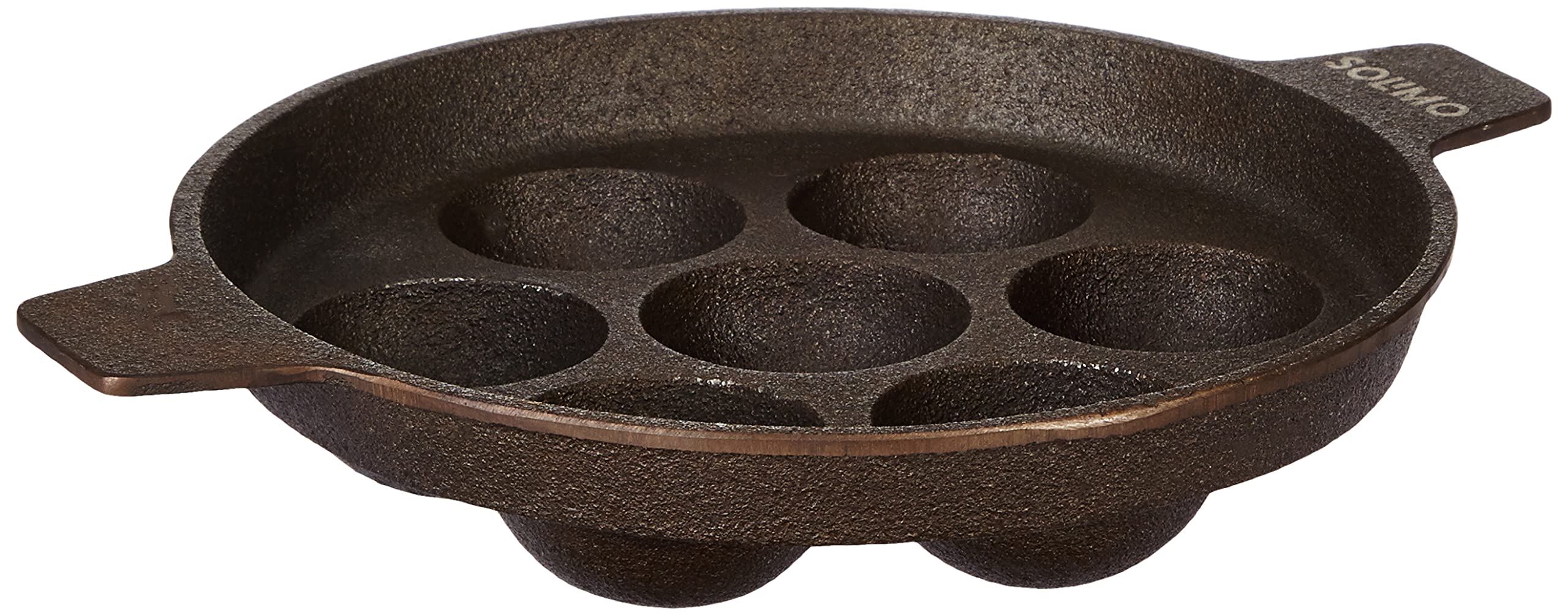 Amazon Brand - Solimo Pre-Seasoned Cast Iron Paniyarkal | Retains Heat | 7 Holes | Black