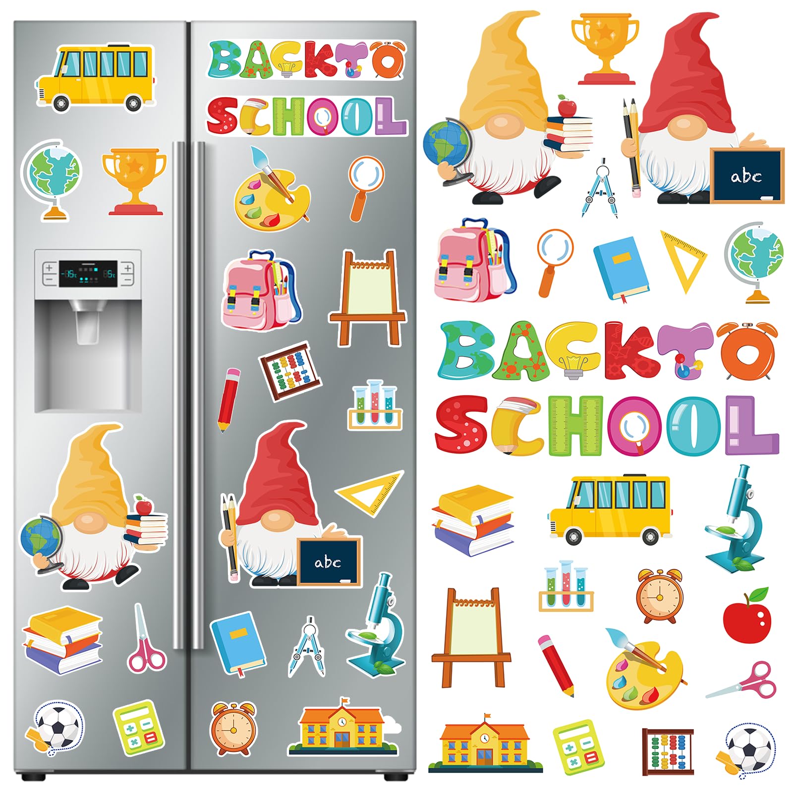 Auzesto 25Pcs Happy Fall Refrigerator Magnetic, Fall Thanksgiving Gnome Maple Leaves Pumpkin Fridge Magnet Sticker Autumn Magnet