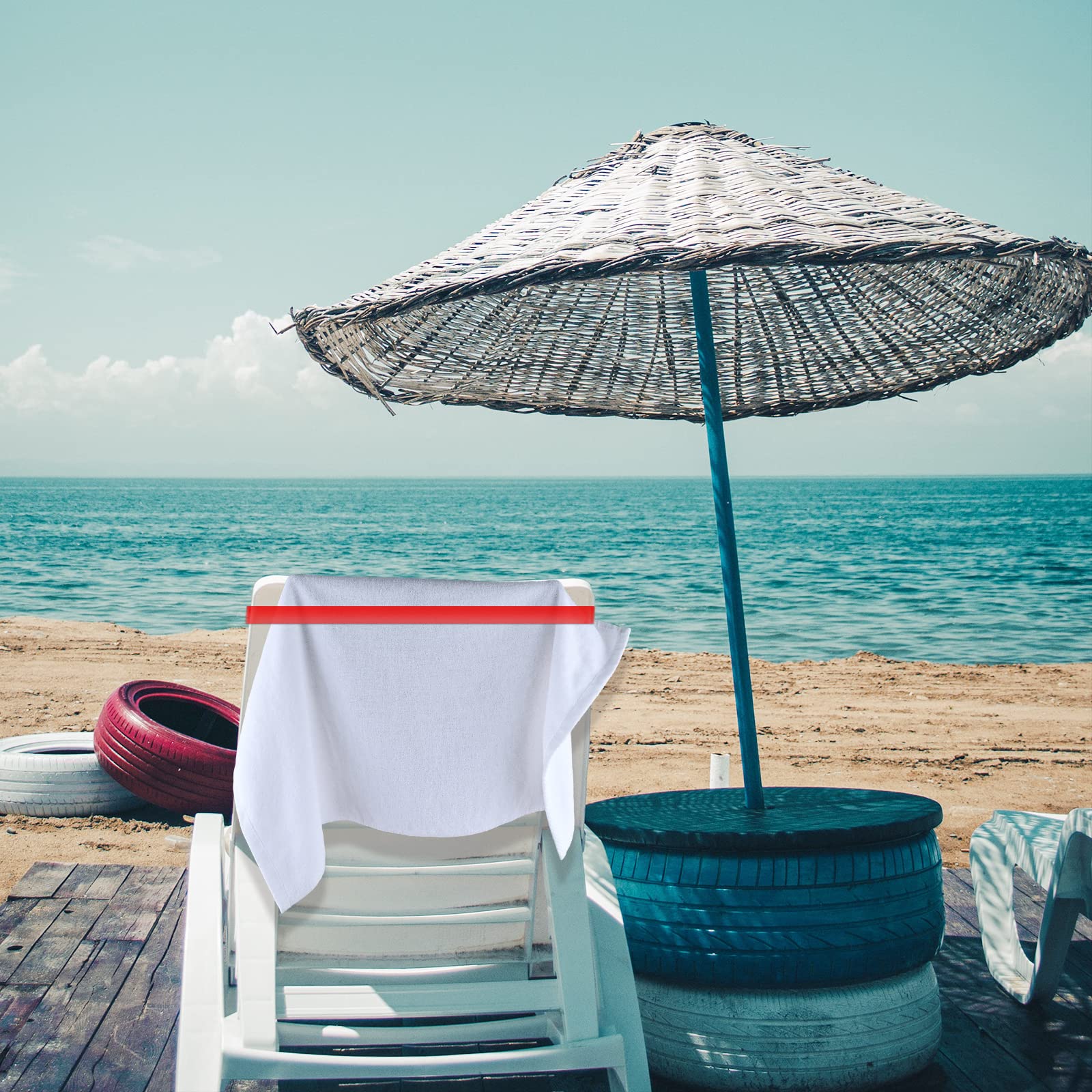 Kinbom 12 Pcs Beach Towel Bands, Rubber Elastic Beach Towel Holder Beach Accessories, A New Alternative For Beach Chair Clips, M