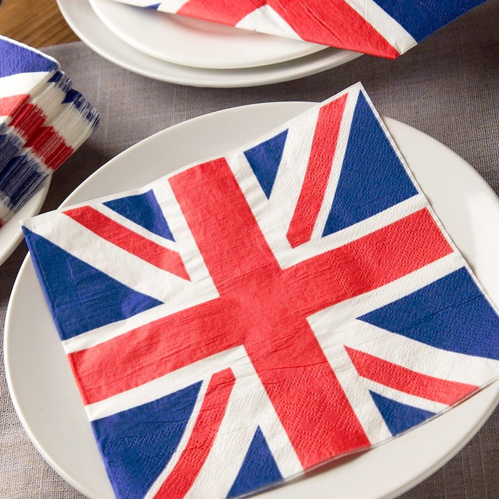 Juvale 100 Pack Paper Uk Flag Napkins For British Parties, Birthdays, Celebrations, And Special Occasions - 13X13 Inches British