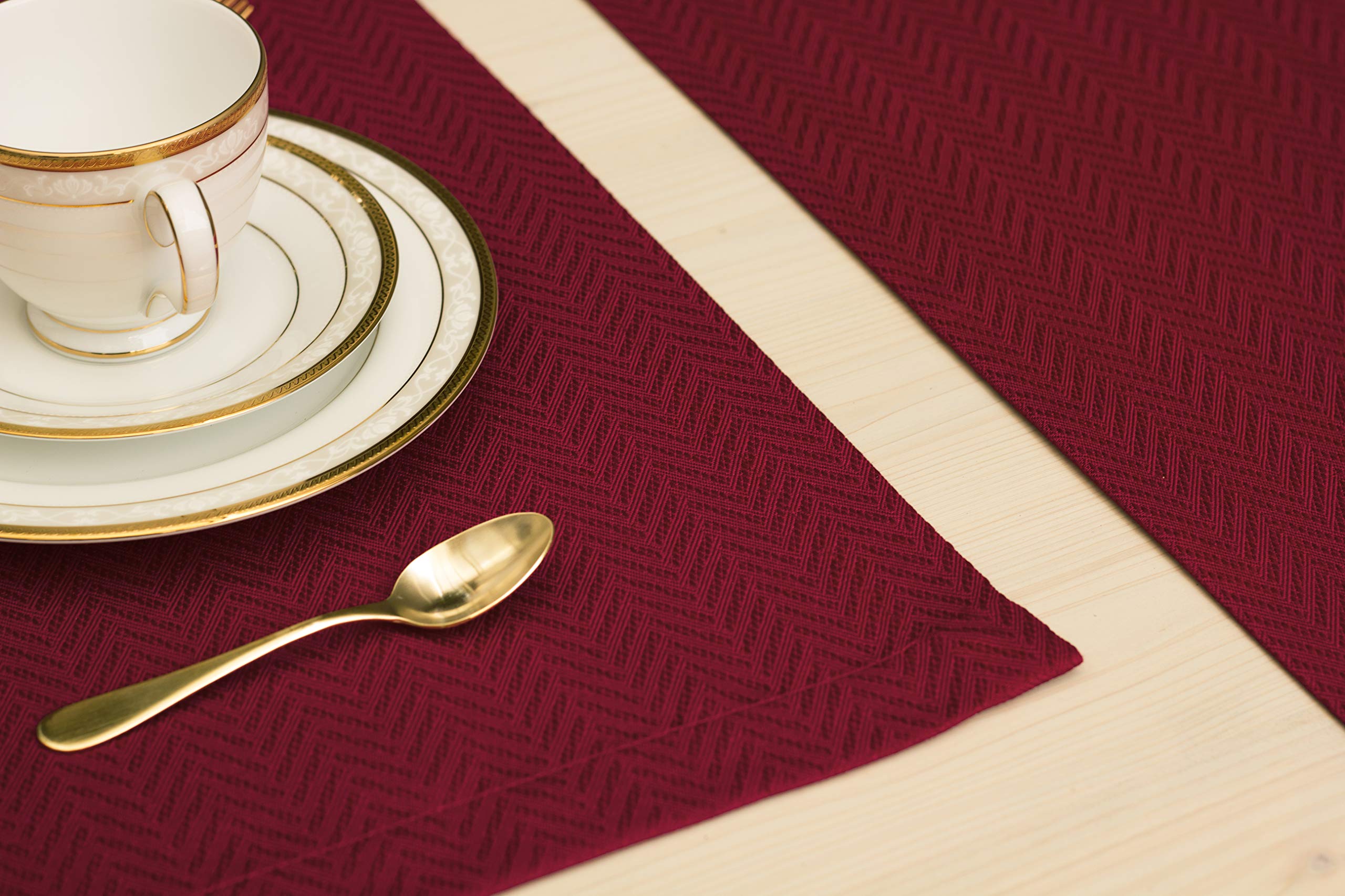 Red Placemats Set Of 4, Double Layered Burgundy Place Mats For Dining Table, Cranberry Waterproof Table Mats For Kitchen Table F