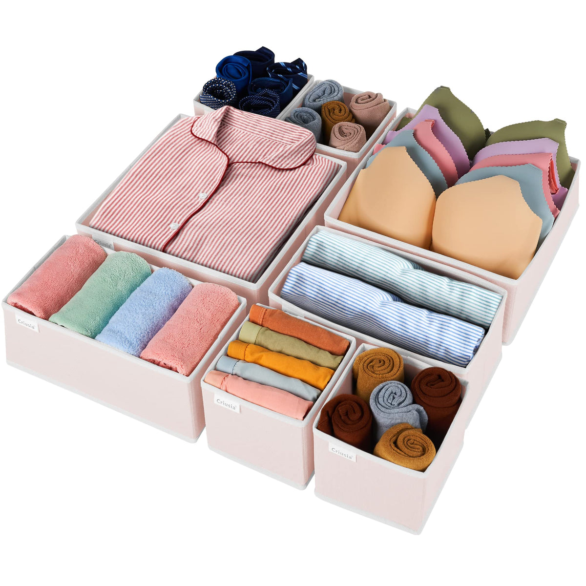 Drawer Organizer Clothes, 8 Pack Underwear Drawer Organizer, Foldable Cloth Storage Box Closet Dresser Drawer Divider Organizer