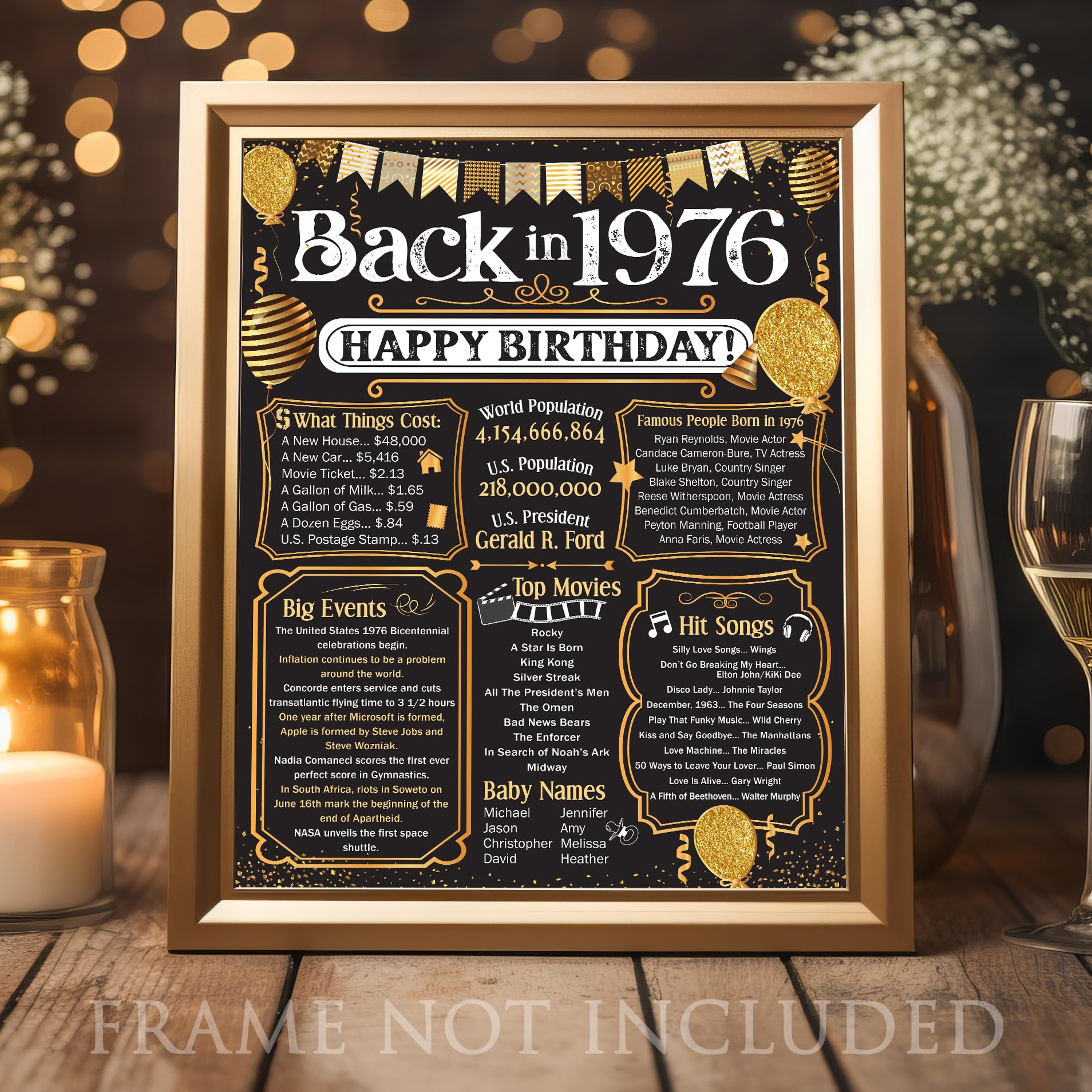 49th Birthday Party Decorations for 49th Birthday (Forty-nine) - Remembering The Year 1976 - Party Supplies - Gifts for Men and