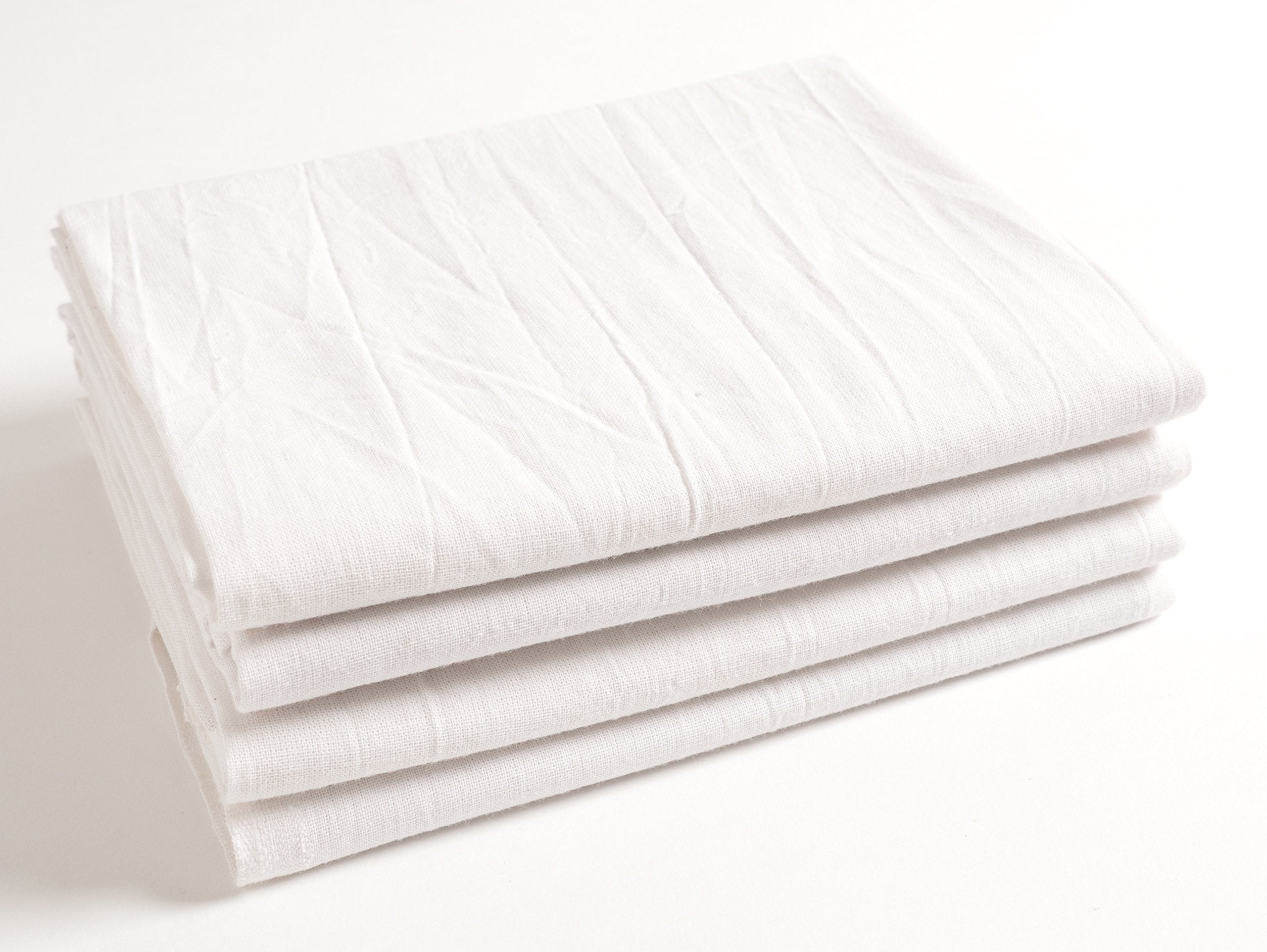 Kaf Home Flour Sack Kitchen Towels, White, Set Of 4, 100% Cotton