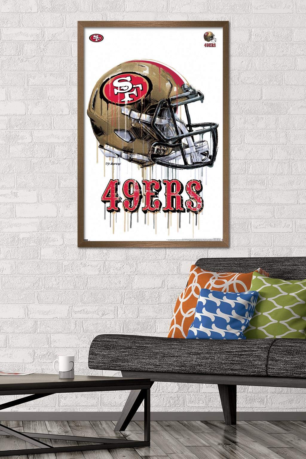 Trends International NFL San Francisco 49ers - Drip Helmet 20 Wall Poster  22.375'' x 34''  Bronze Framed Version