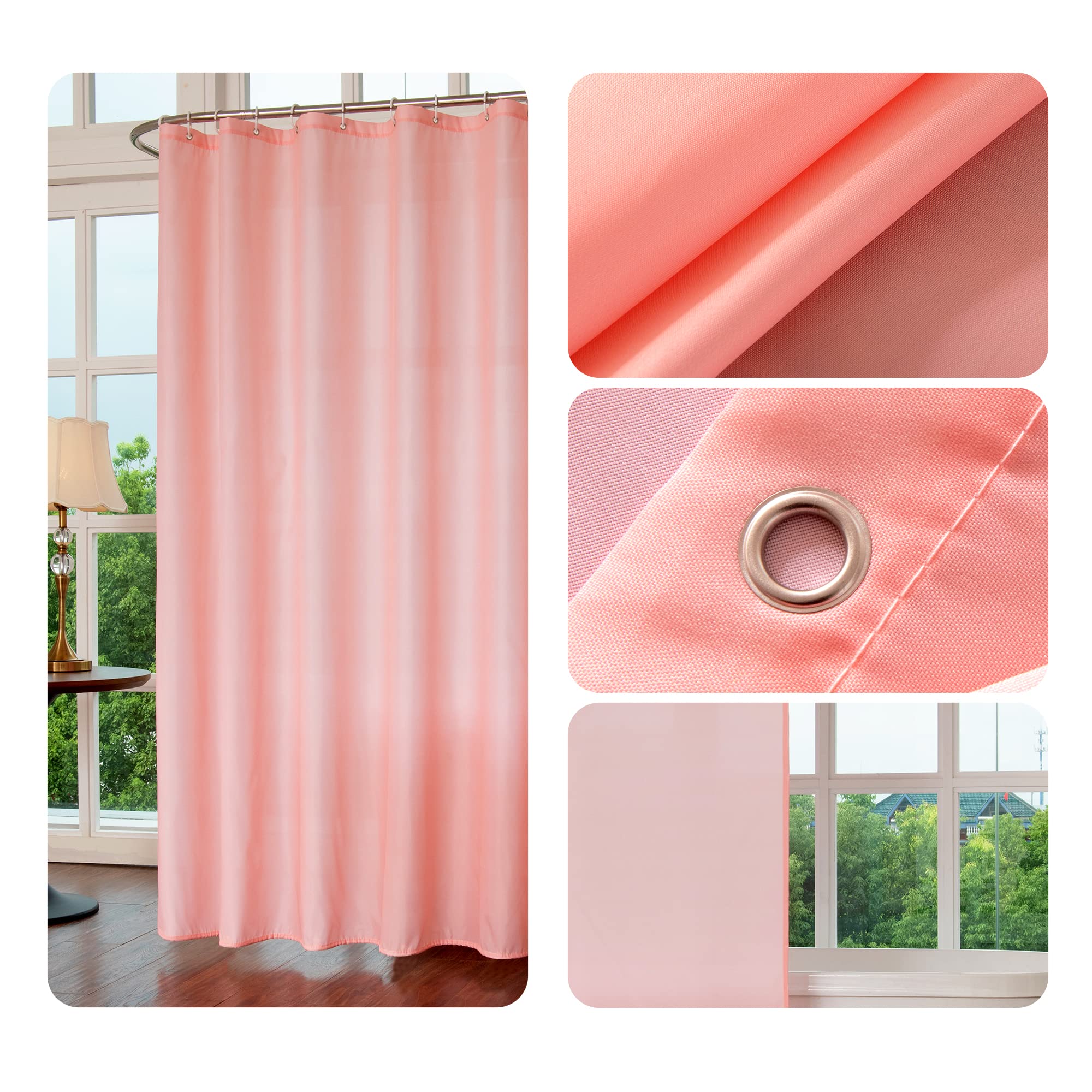 Shower Curtains YI&ZE Waterproof Fabric Pink Shower Curtain for Bathroom with 12 Plastic Hooks  Modern Bath Curtain Sets  72x72 Inch