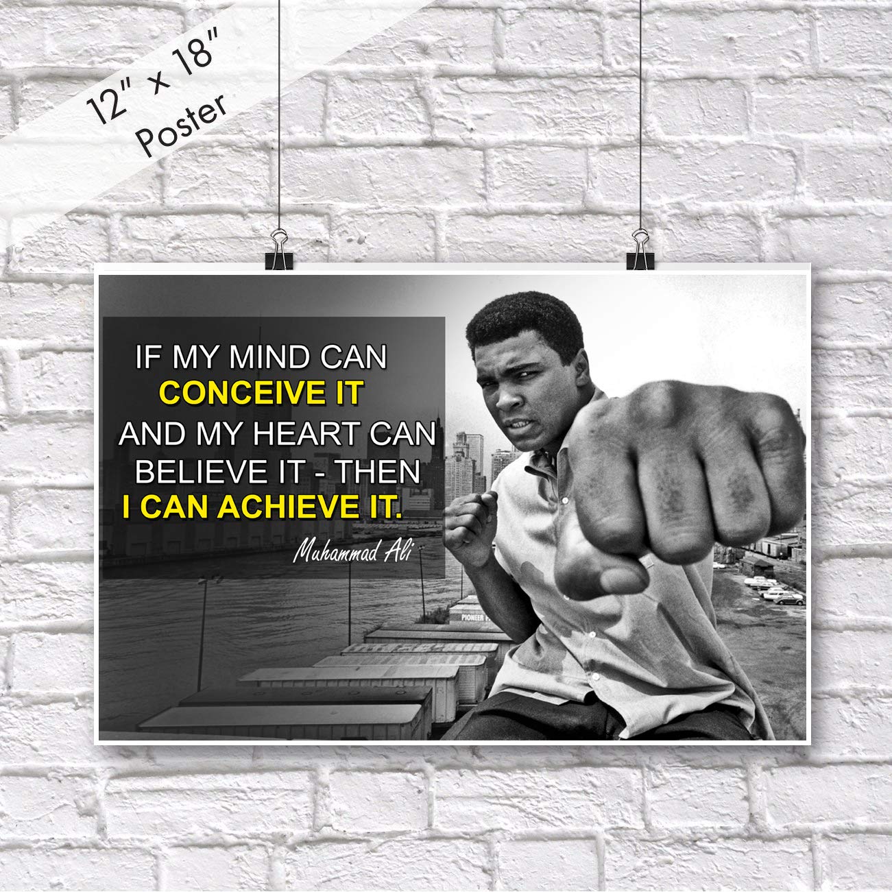 Muhammad Ali Poster Quote Boxing Black History Month Posters Sports Quotes Decorations Growth Mindset D?cor Learning Classroom Teachers Decoration Educational Teaching Supplies Black Wall Art P045