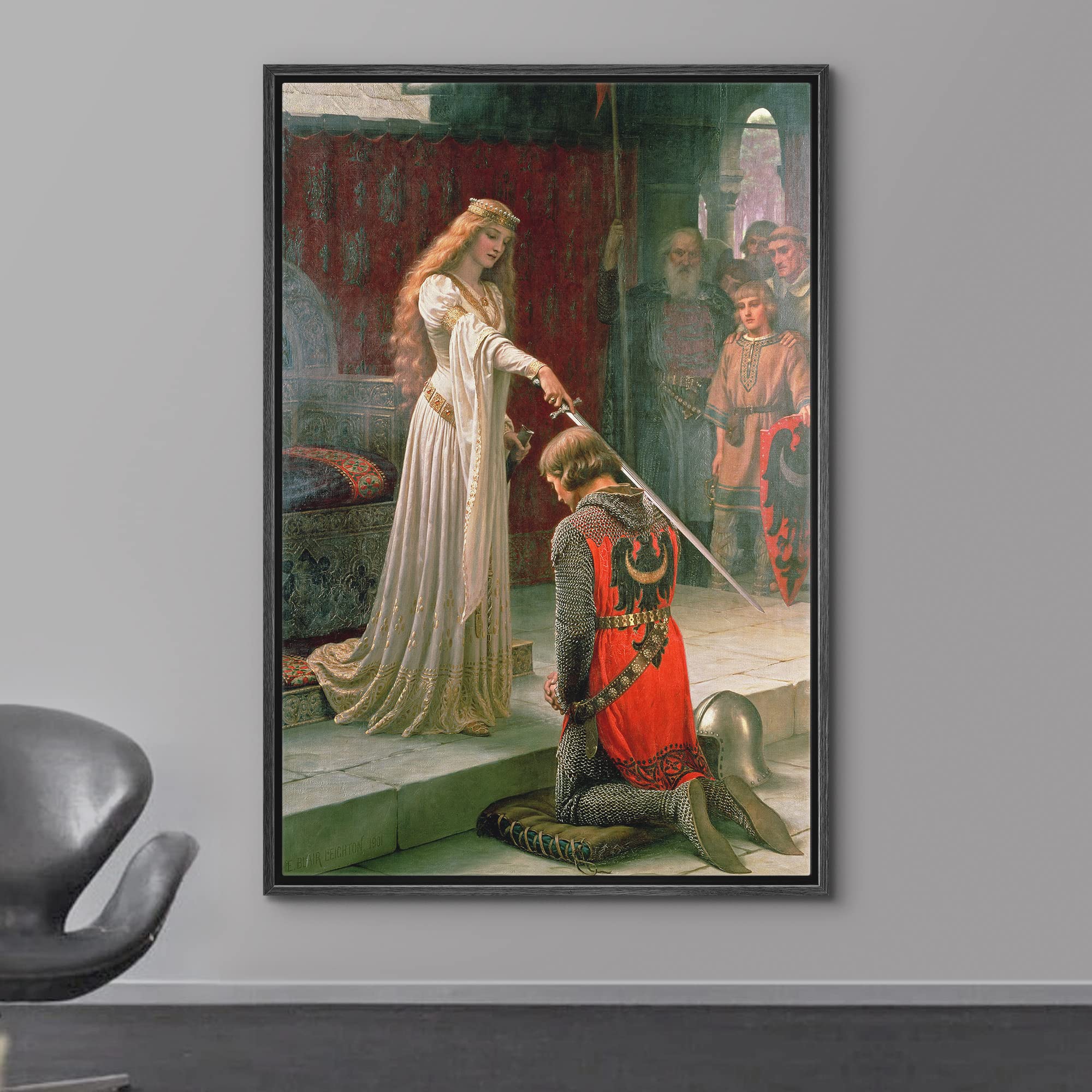 Wall26 Framed Framed Canvas Print Wall Art The Accolade By Edmund Leighton Nature Wilderness Illustrations Fine Art Traditional