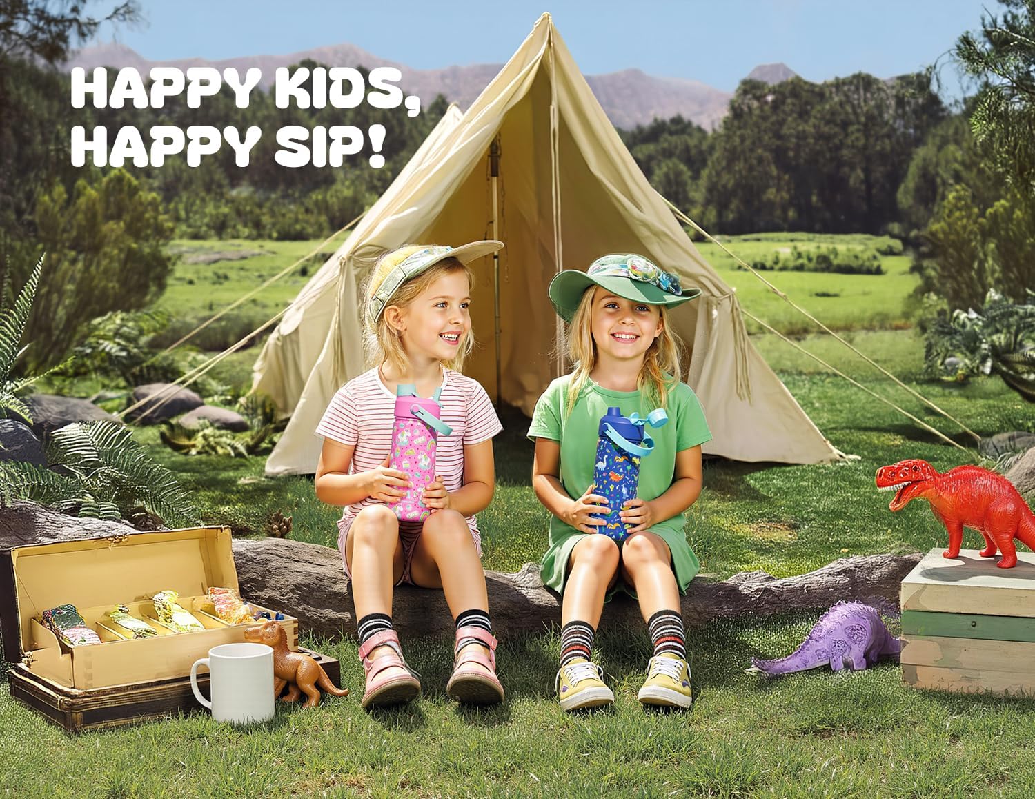 12 oz Kids Leakproof Water Bottle: 2-in-1 Straw Spout Lid, BPA-Free, Easy Carry, Keep Cold 24H, Cupholder Friendly, Stainless St