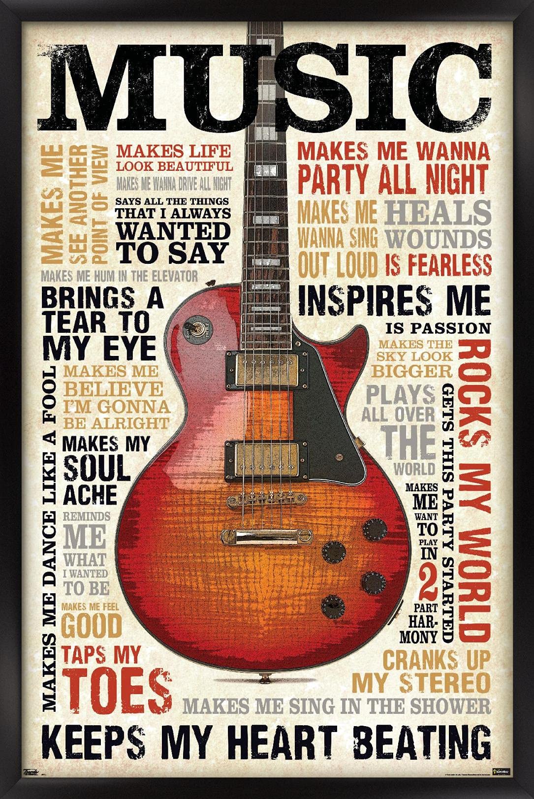 Trends International Music Inspires Me Wall Poster, 22.375'' X 34'', Black Framed Version
