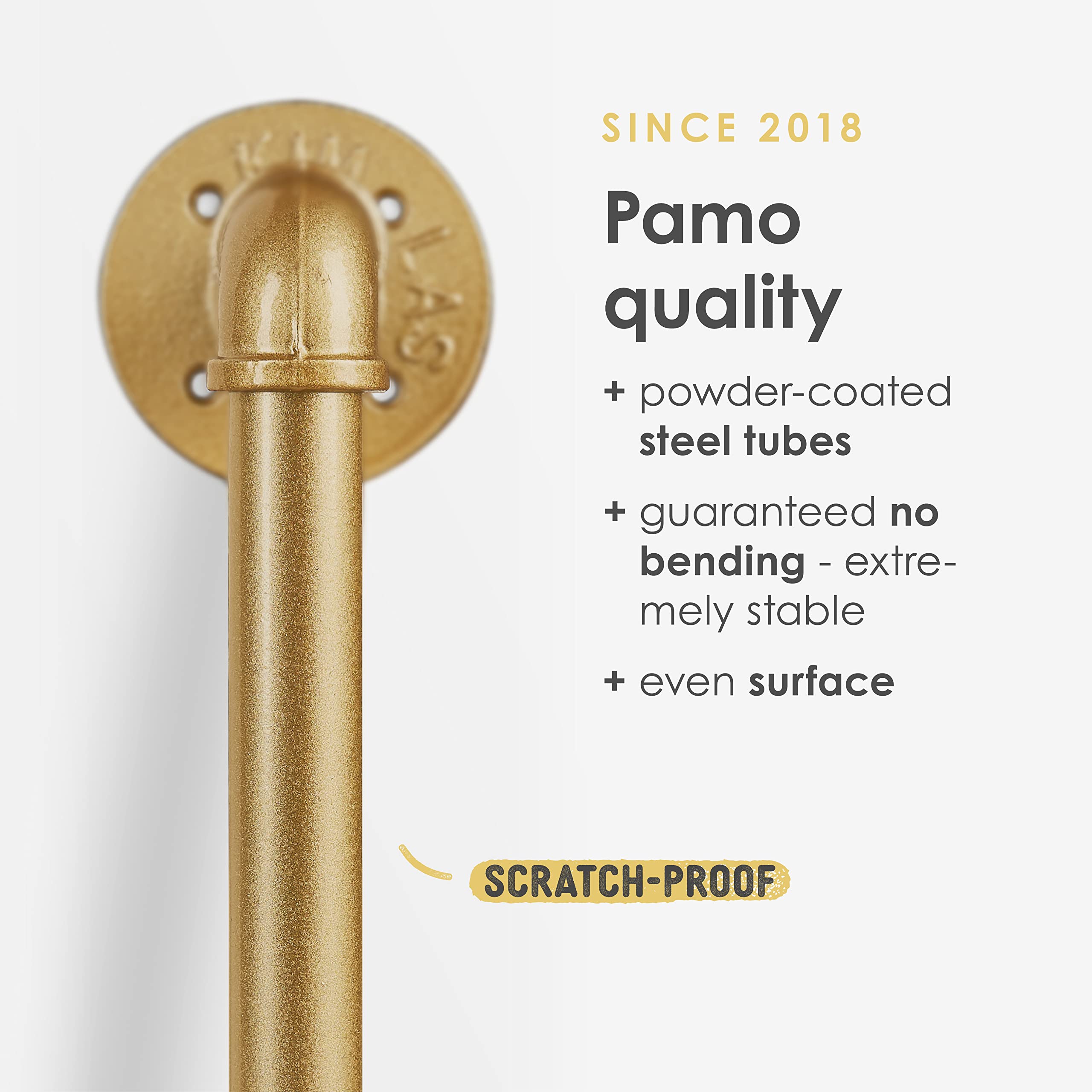 Pamo Industrial Pipe Clothing Rack Metal Gold - Wall Mounted Clothes Racks For Hanging Clothes - Modern Walk In Closet - Kim I G