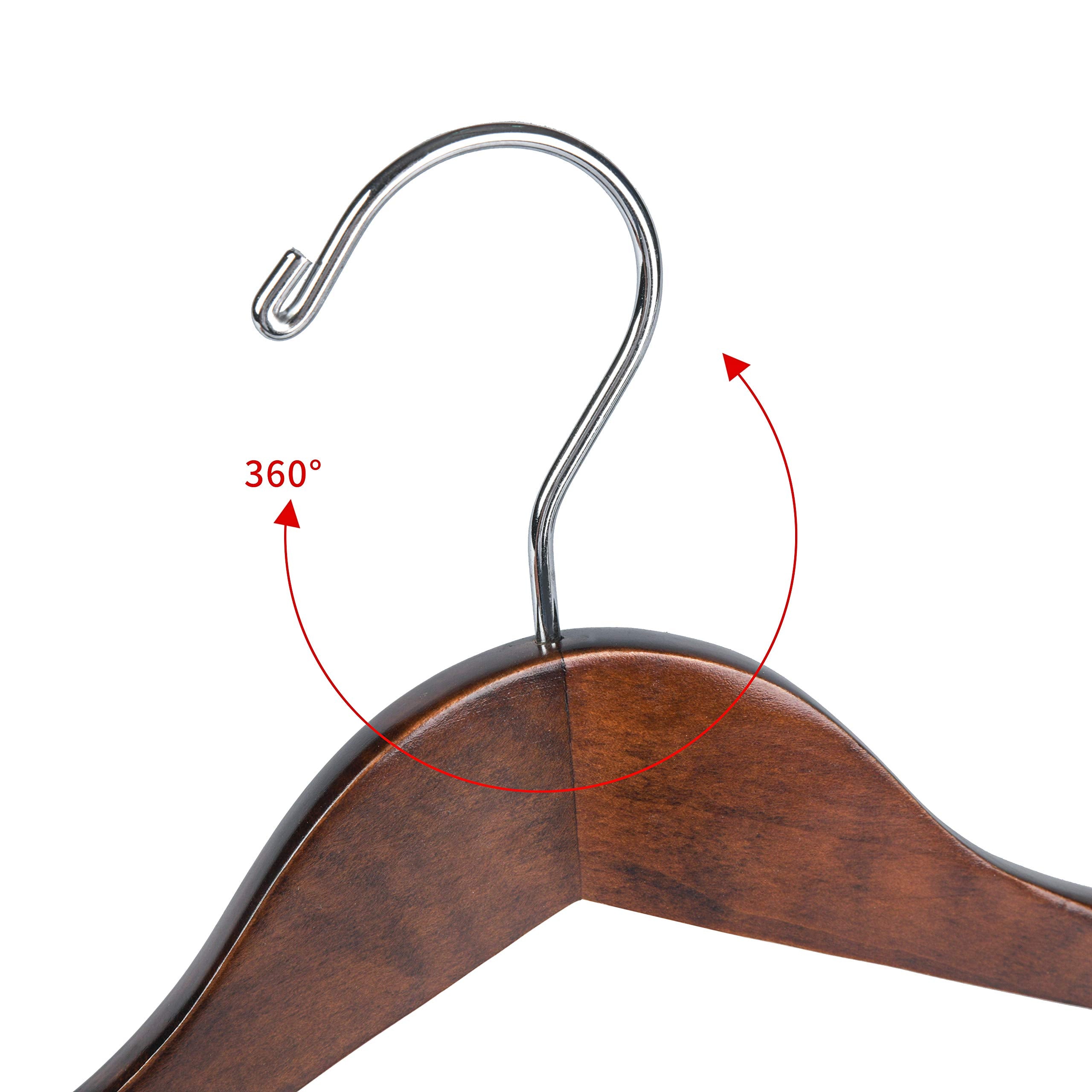 Luxury Wide Shoulder Wooden Hangers 2 Pack, With Locking Bar, Smooth Retro Finish Wood Suit Hanger Coat Hanger For Closet, Holds