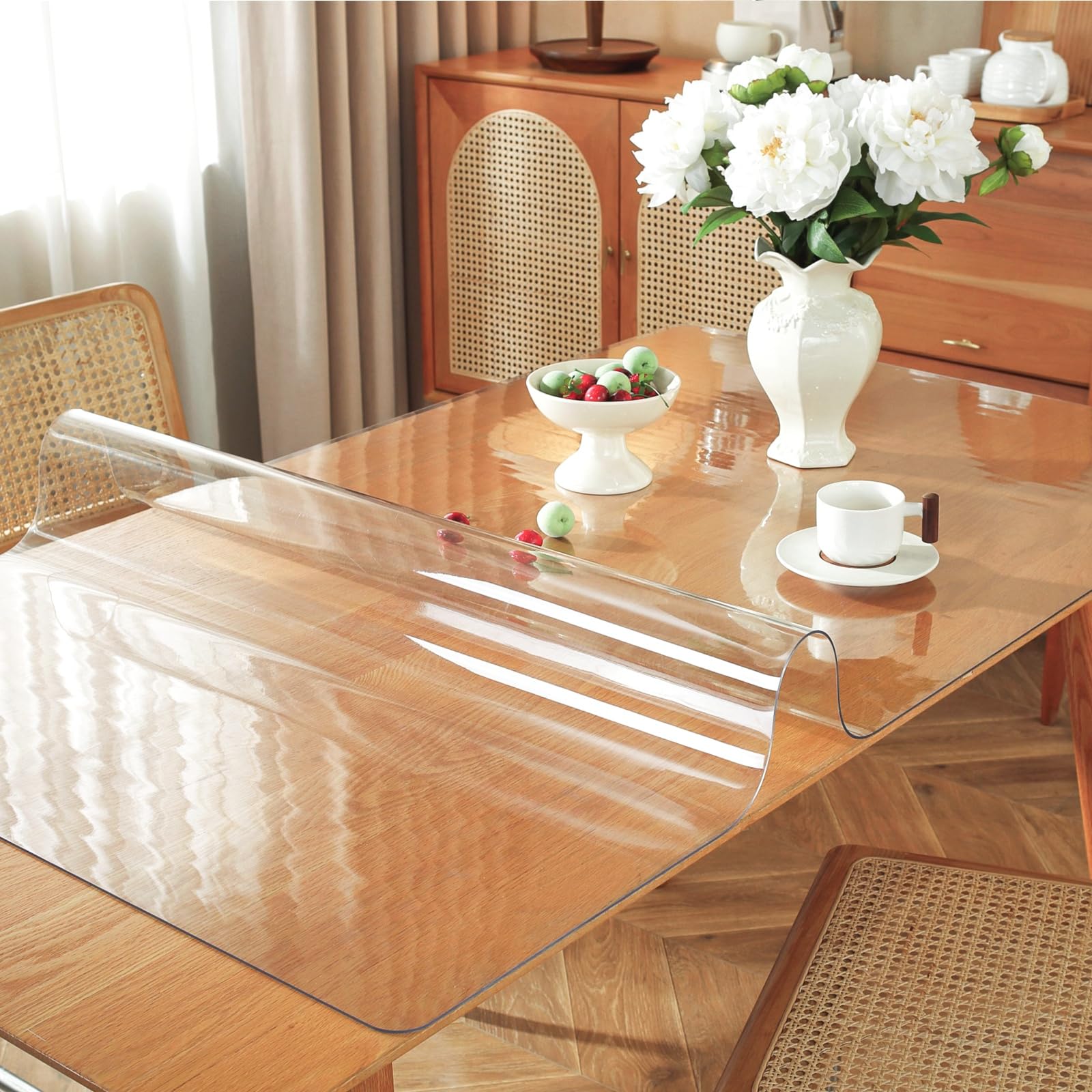 OstepDecor Clear Table Protector  40 x 80 Inch Clear Table Cover Protector  1.5mm Thick Table Pad for Dining Room Table  Clear Table Cloth Cover Protector  Plastic Table Cloth for Wooden Table