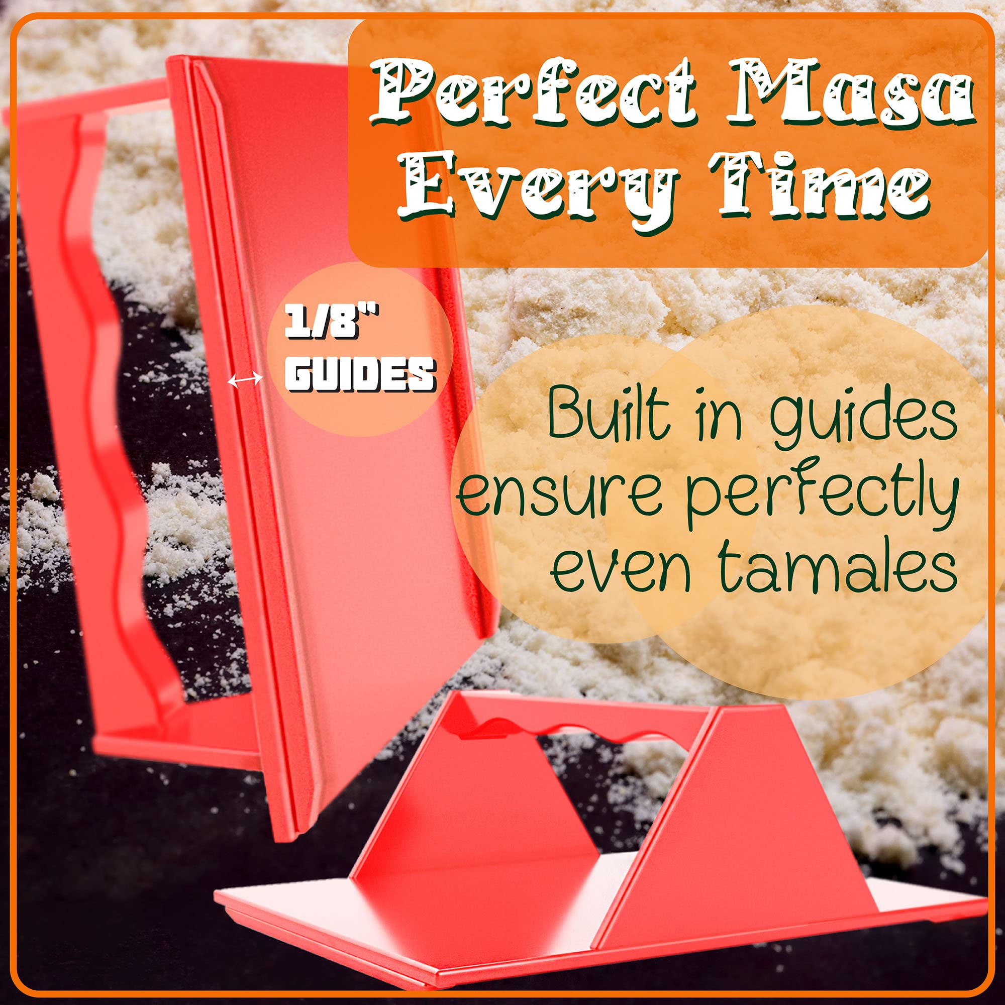Tamales Masa Spreaders - Kitchen Utensils - Easy Grip Ergonomic Handle By Mindful Design (2 Pack, Red)