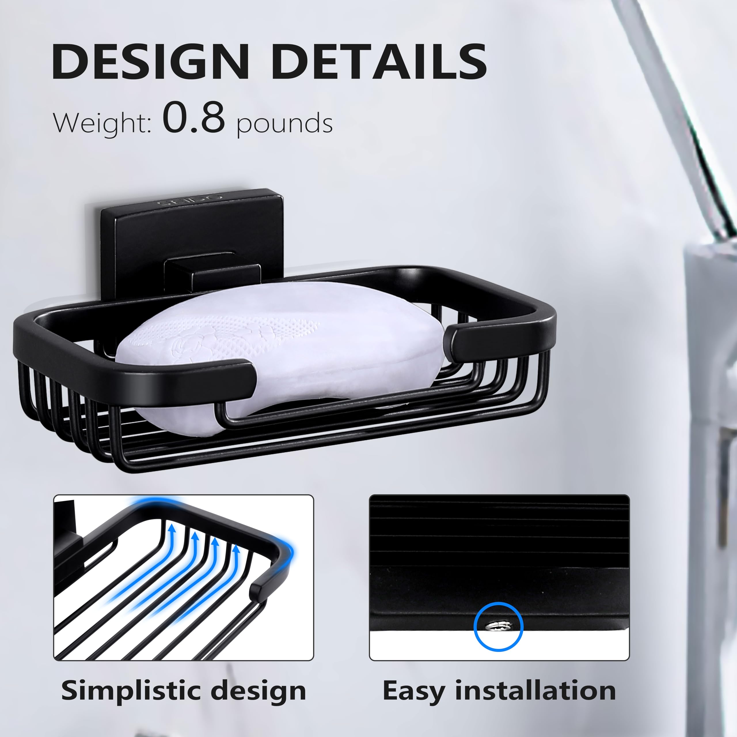 Seido 304 Stainless Steel Soap Dish Holder, Wall Mounted Soap Dish Holder For Shower Wall Bathroom & Kitchen Dish Soap Tray Matt