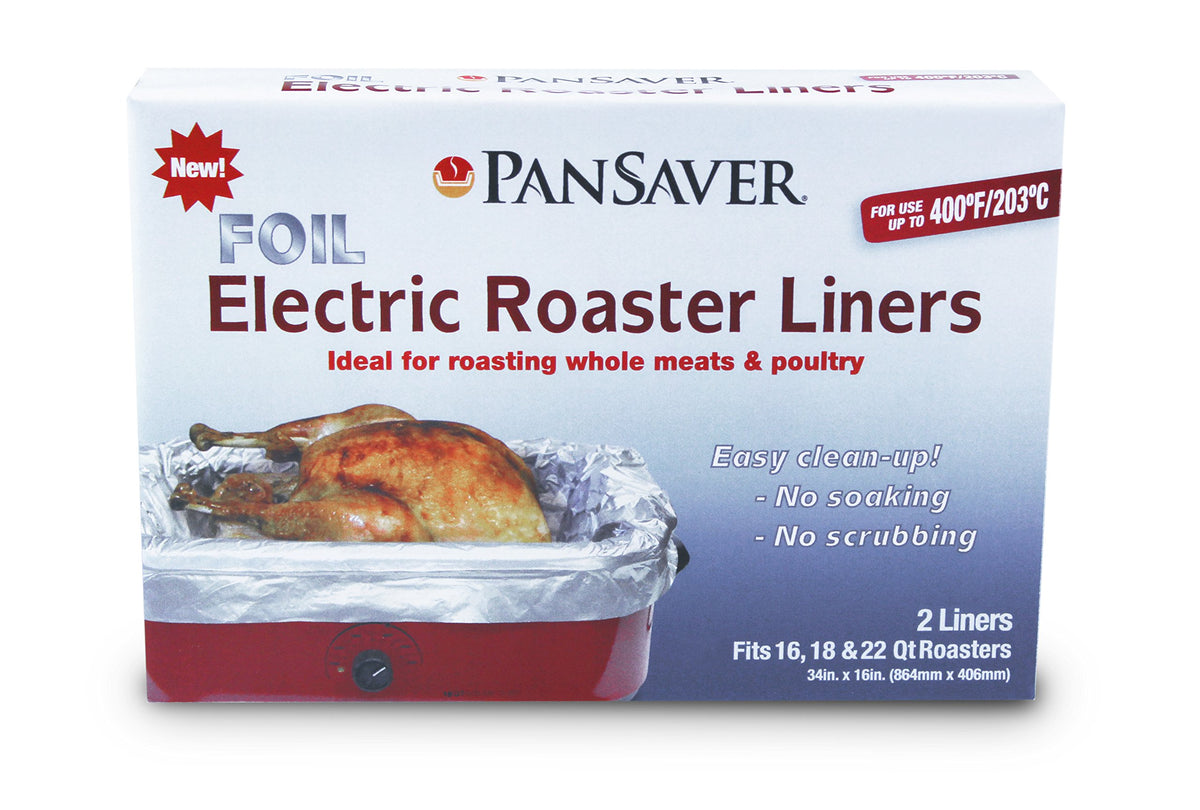 Pansaver Cooking Liners - Disposable Electric Roasting Pan Liners For Instant Cleanup With No Scrubbing - Foil, 2 Count