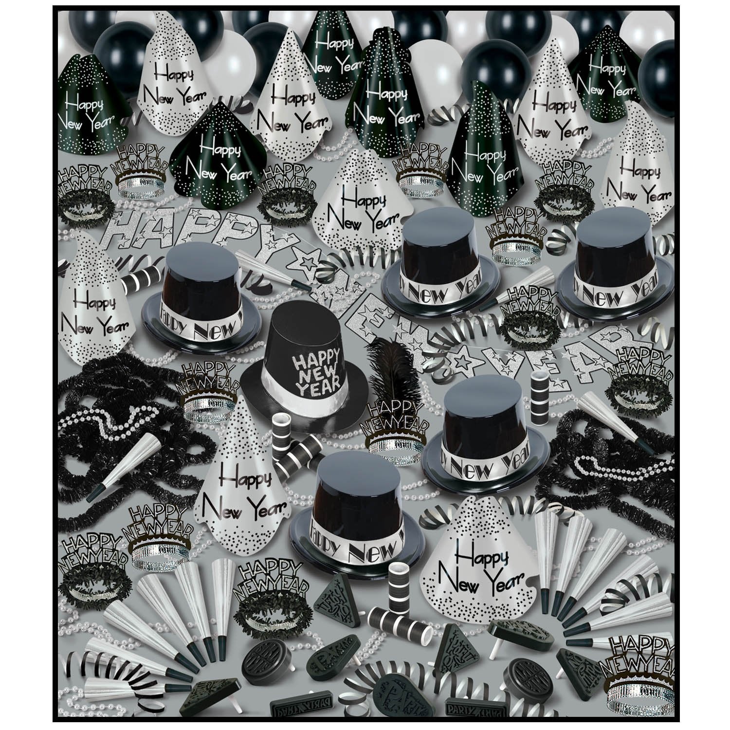 Beistle Silver Bonanza Assortment For 100, New Year'S Eve Party Kit
