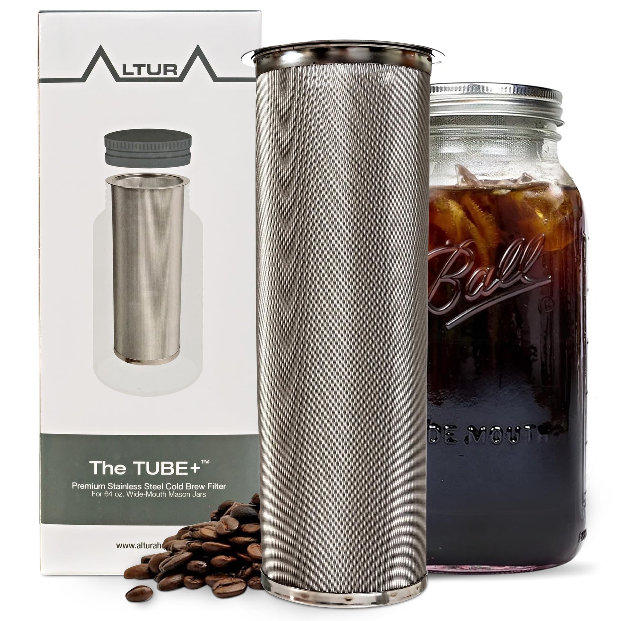 Cold Brew Coffee Maker For Wide Mouth Mason Jar - Stainless Steel Iced Coffee Cold Brew Filter & Infuser Maker For Tea & Fruit W