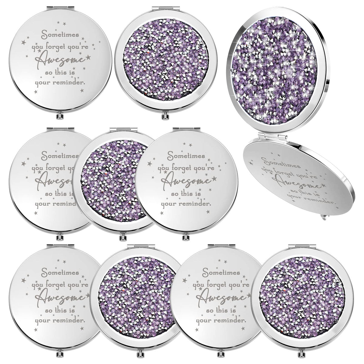 Roowest 10 Pcs Inspirational Compact Mirror Sometimes You Forget You'Re Awesome Appreciation Thank You Gifts For Women Employee