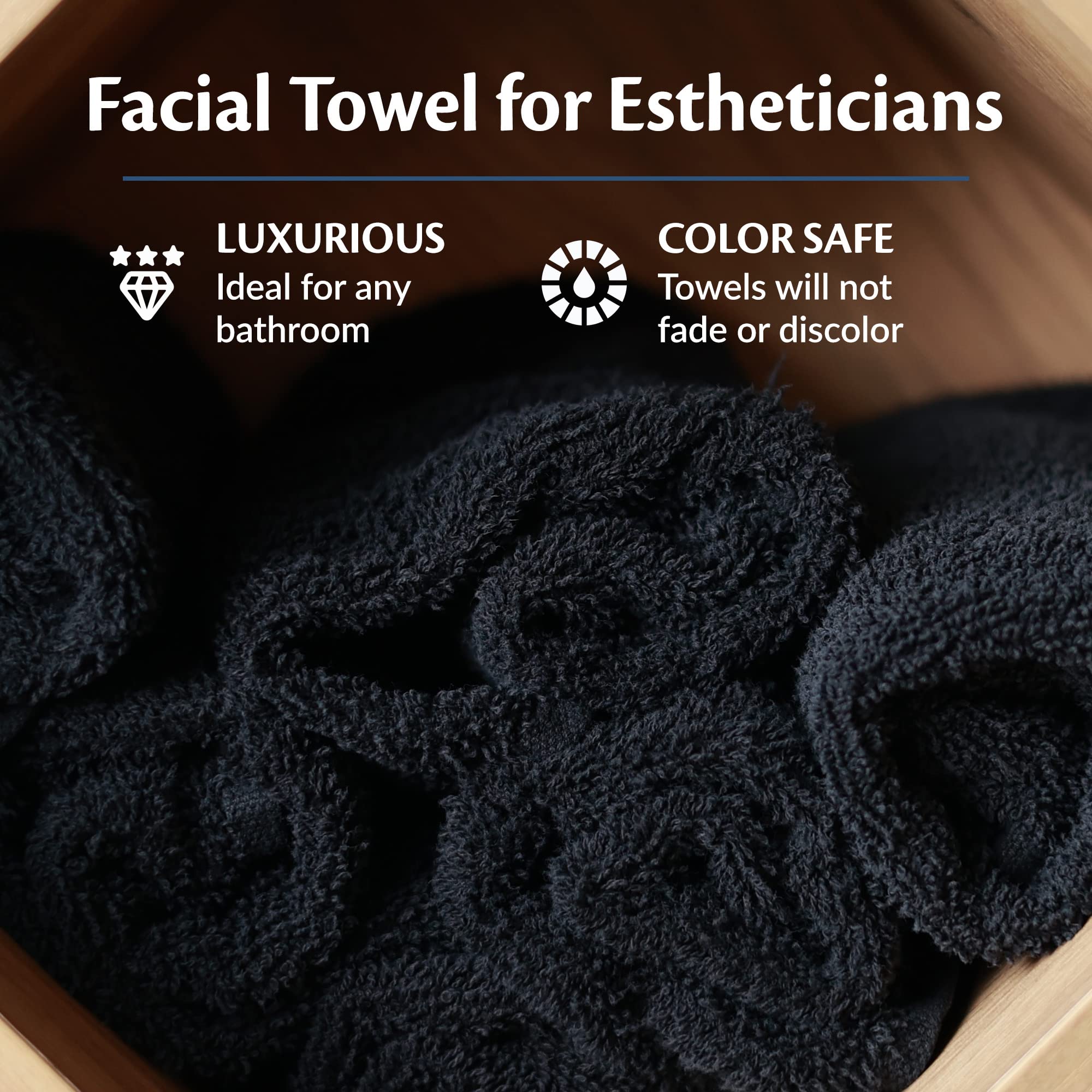 Groko Textiles Black Bleach Proof Towels Bulk Sets 72 Pack 100% Cotton 16'' X 27'' Color Safe, Stain Resistant, Quick Drying Tow