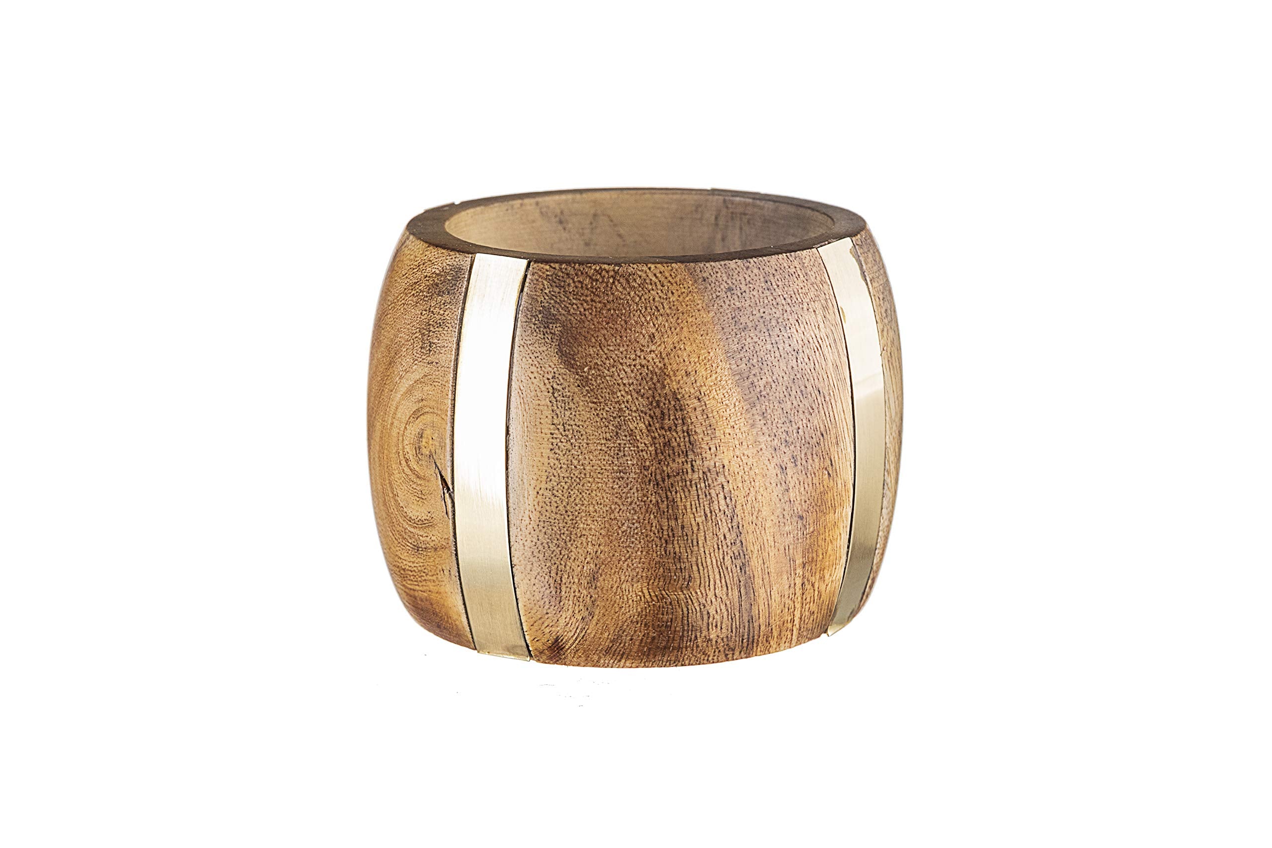 Cmei Brass & Wood Napkin Rings, Set Of 6