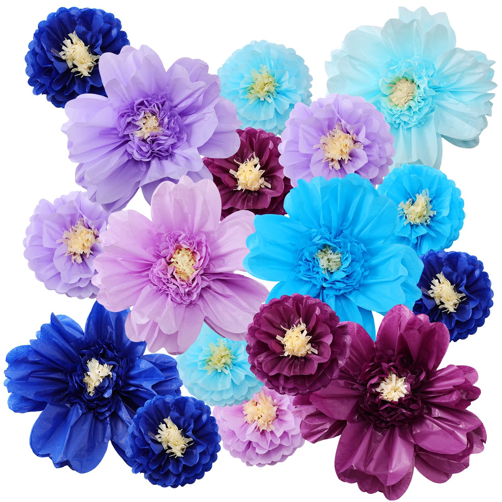 Crowye 12 Pcs Large Colorful Tissue Paper Flowers Decorations 20 Giant Fiesta Crepe Paper Flowers for Wall Decor Backdrop Mexica