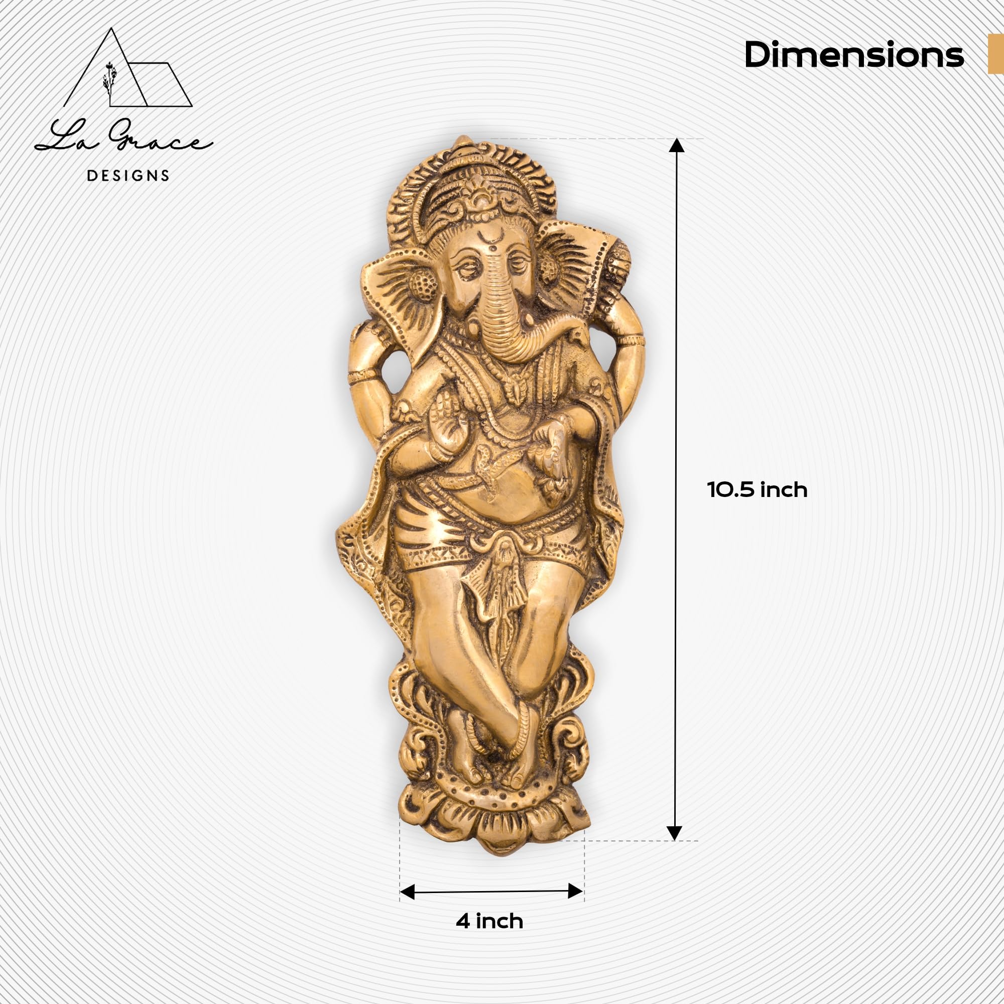 La Grace Brass Ganesha Ji Ganpati Lord Ganesh Statue Idol, Wall Hanging Sculpture, Decortion Item, Best Gift