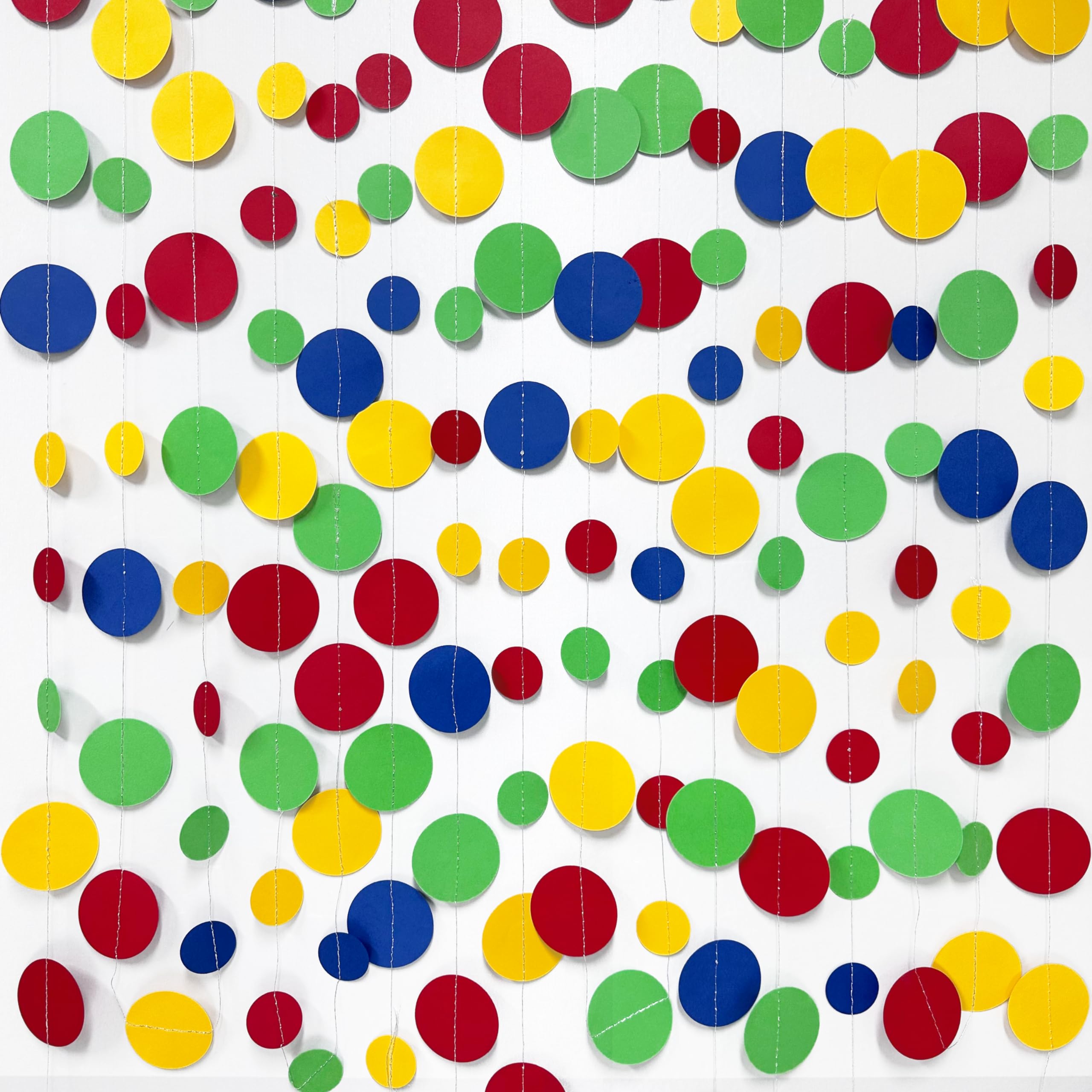 Super Mario Party Decorations Circle Dot Garland Red Blue Yellow Green Hanging Paper Polka Dot Streamer For Birthday Baby Shower