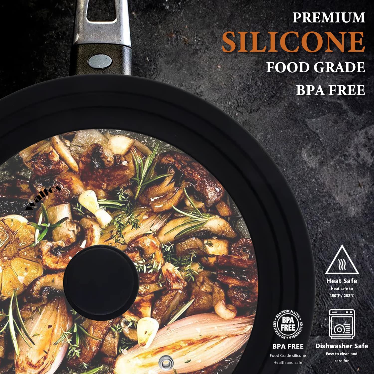 Universal Lid For Pots, Pans And Skillets - Tempered Glass With Heat Resistant Silicone Rim, Fits 10'', 11'' And 12'' Diameter C