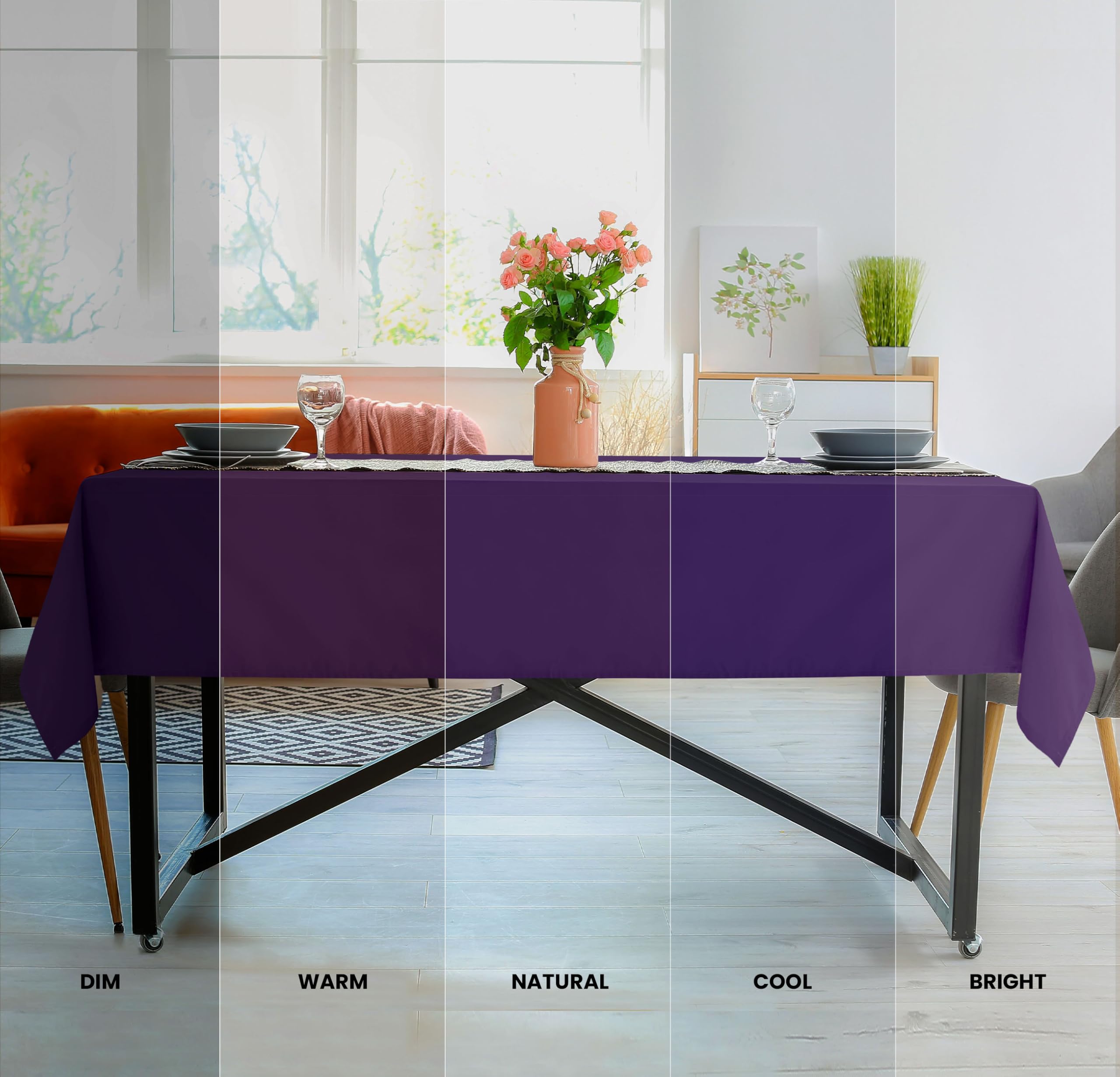 Utopia Kitchen Rectangle Table Cloth 2 Pack 60X102 Inches, Purple] Tablecloth Machine Washable Fabric Polyester Table Cover For