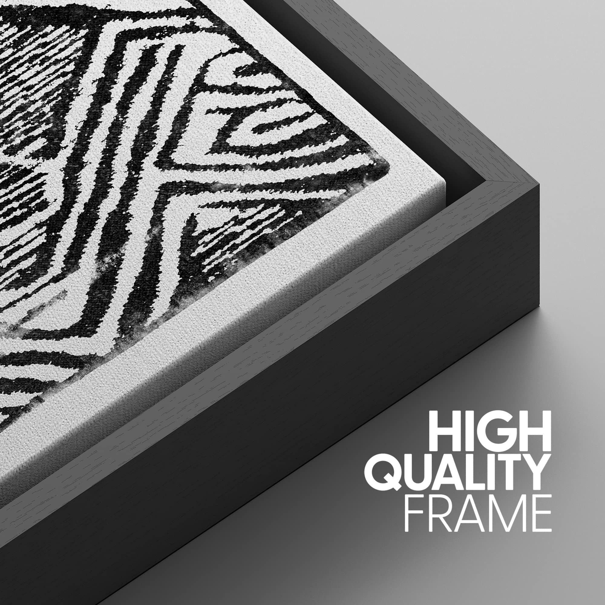 Signwin Framed Canvas Print Wall Art Set Black & White Diamond Pattern Line Art Abstract Shapes Illustrations Modern Art Geometr