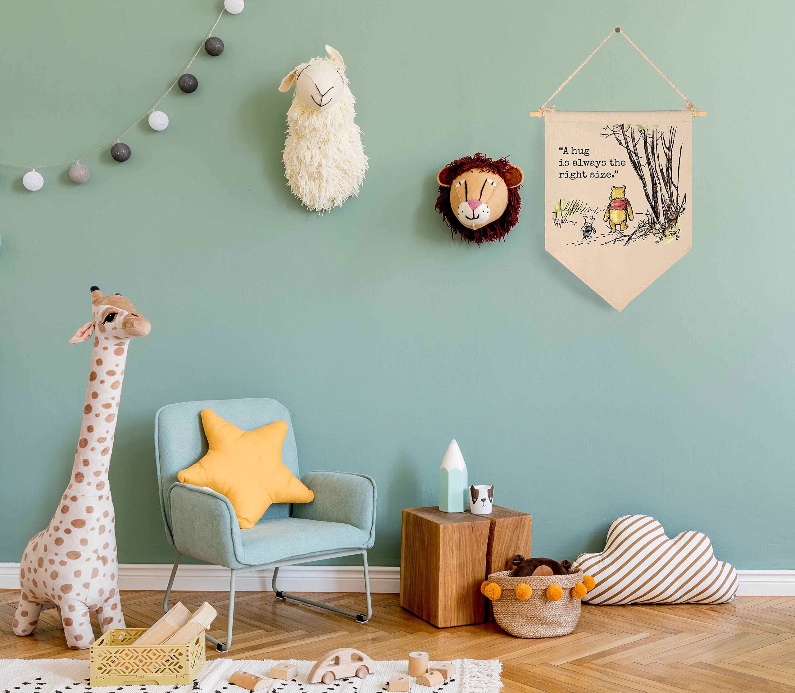 A Hug Is Always The Right Size-Christmas Birthday Party Bunting-Baby Gift Shower-Winie Wall Flag Decor Gift The Pooh-Banner Sign