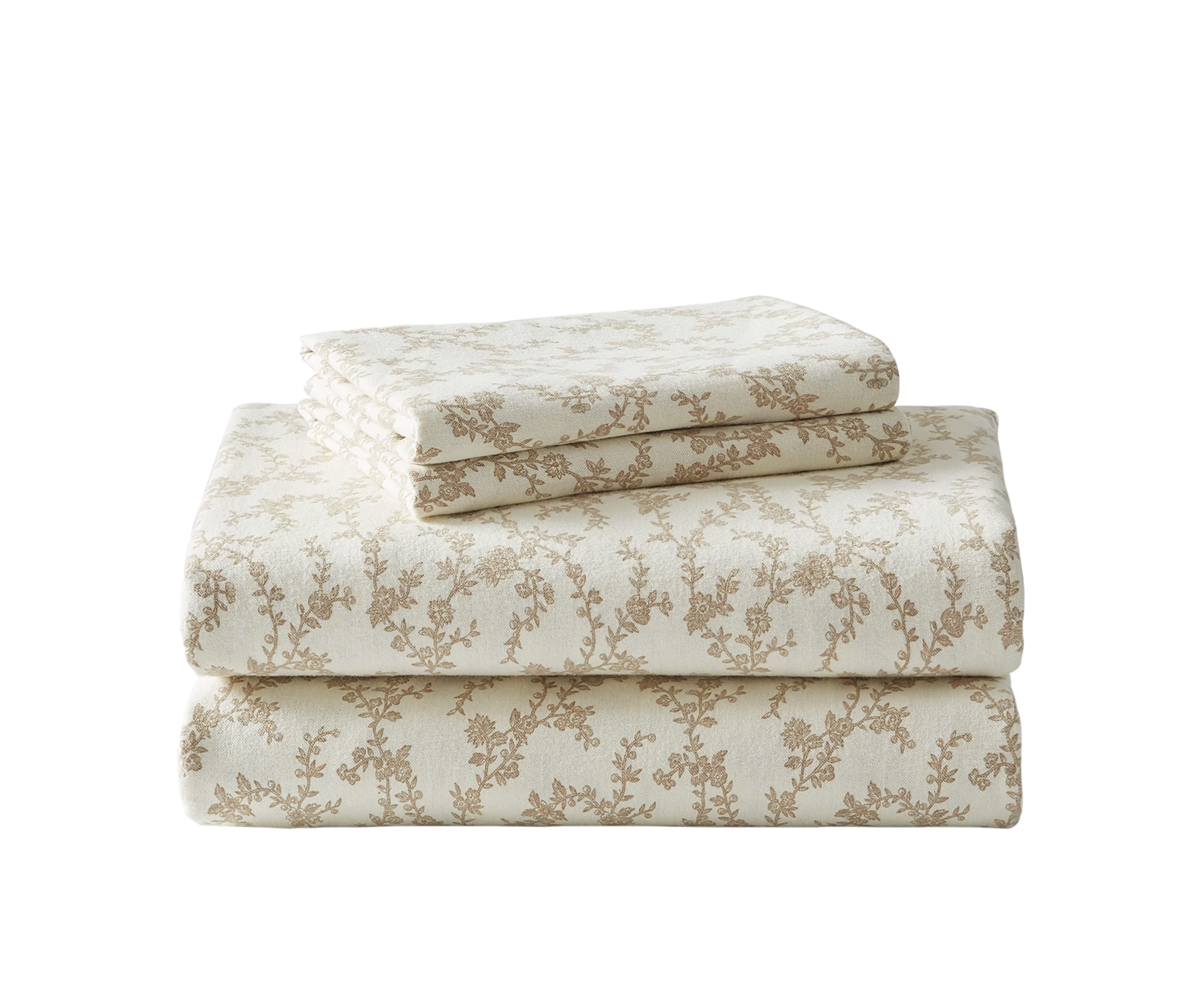 Laura Ashley Home - Queen Sheets, Cotton Flannel Bedding Set, Brushed For Extra Softness  Comfort (Victoria, Queen)