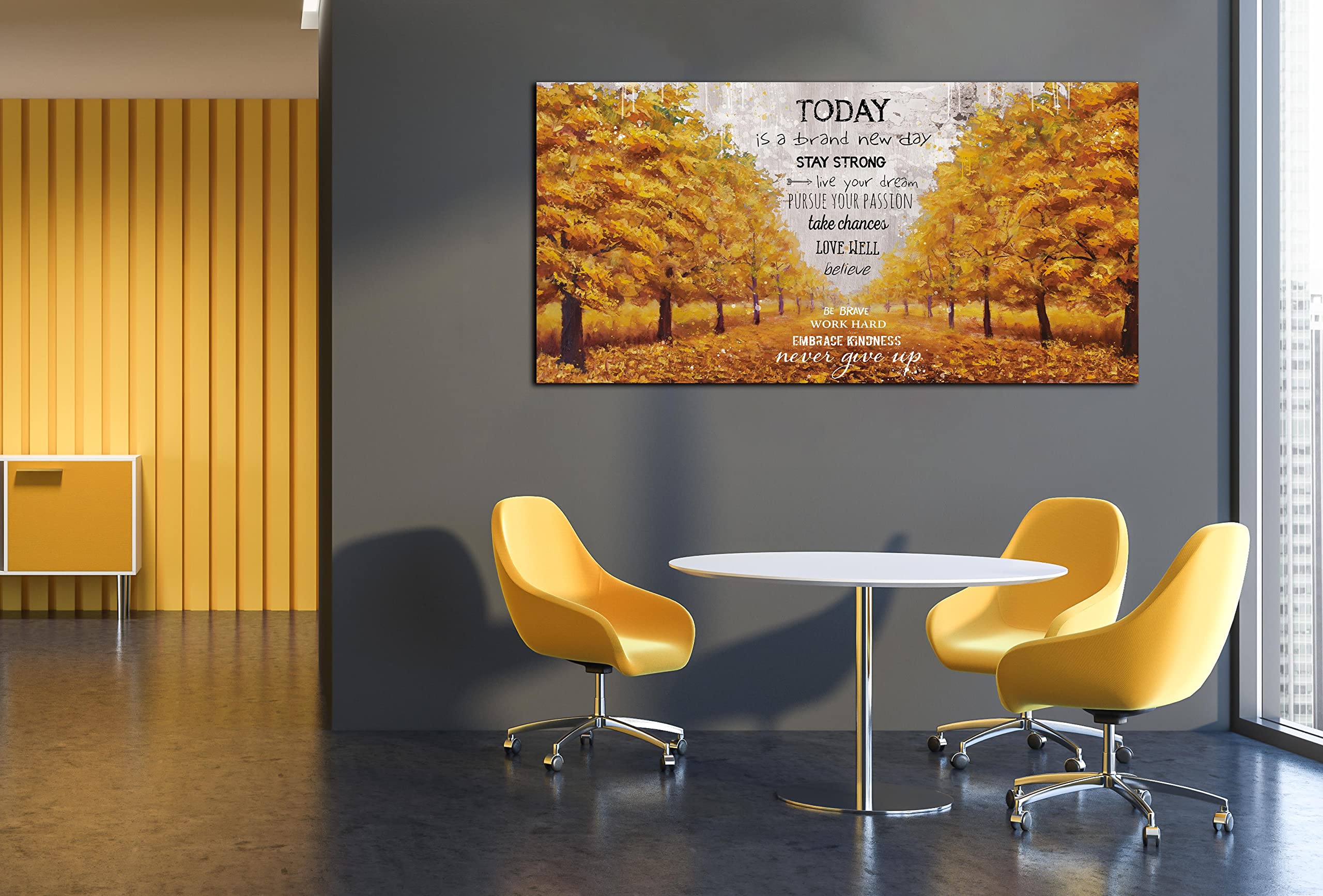Inspirational Quotes Wall-Art - Gold Pictures Wall Decor - Large Canvas Wall Art For Living Room Ready To Hang Size 30 '' x 60 ''