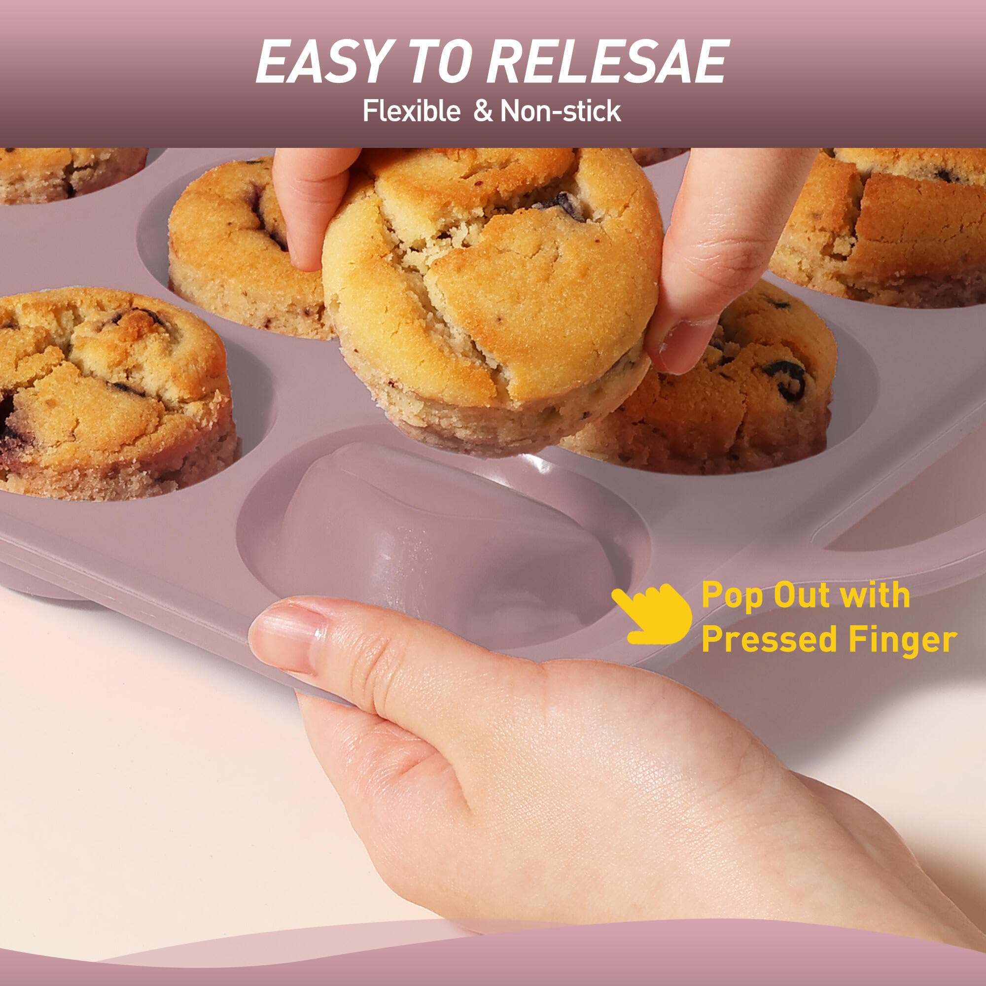 24 Cups Silicone Muffin Pan with Metal Reinforced Frame Cupcake Tray Egg Mold for Kitchen 2025 First Apartment Essentials New Ho