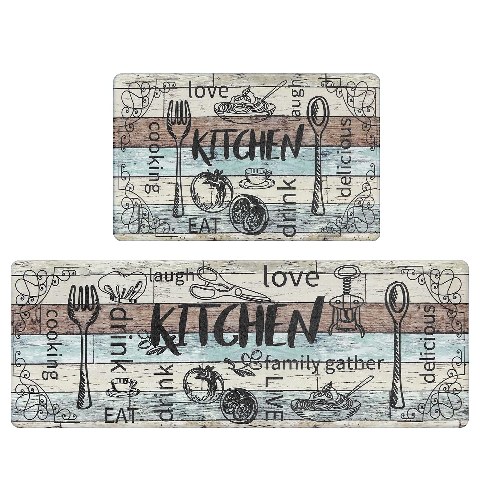 Hebe Anti Fatigue Kitchen Rugs Set Of 2 Non Slip Cushioned Kitchen Mats For Floor Pvc Waterproof Kitchen Rugs And Mats Set Kitch