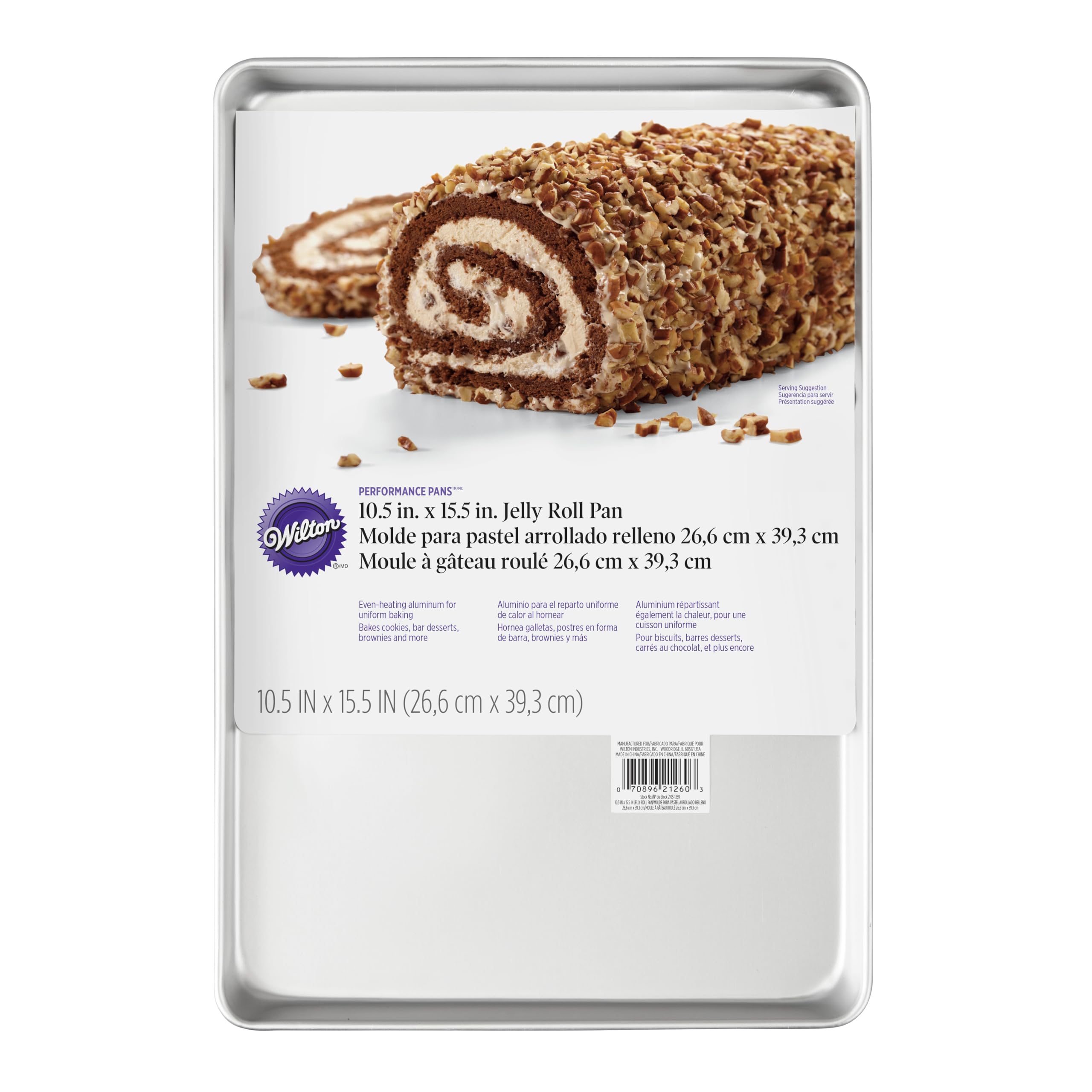 Wilton Performance Pans Jelly Roll Pan  Bake Sponge Cake for Jelly Roll Cakes or Make Cookies, Cookie Bars and Pizza, Aluminum,