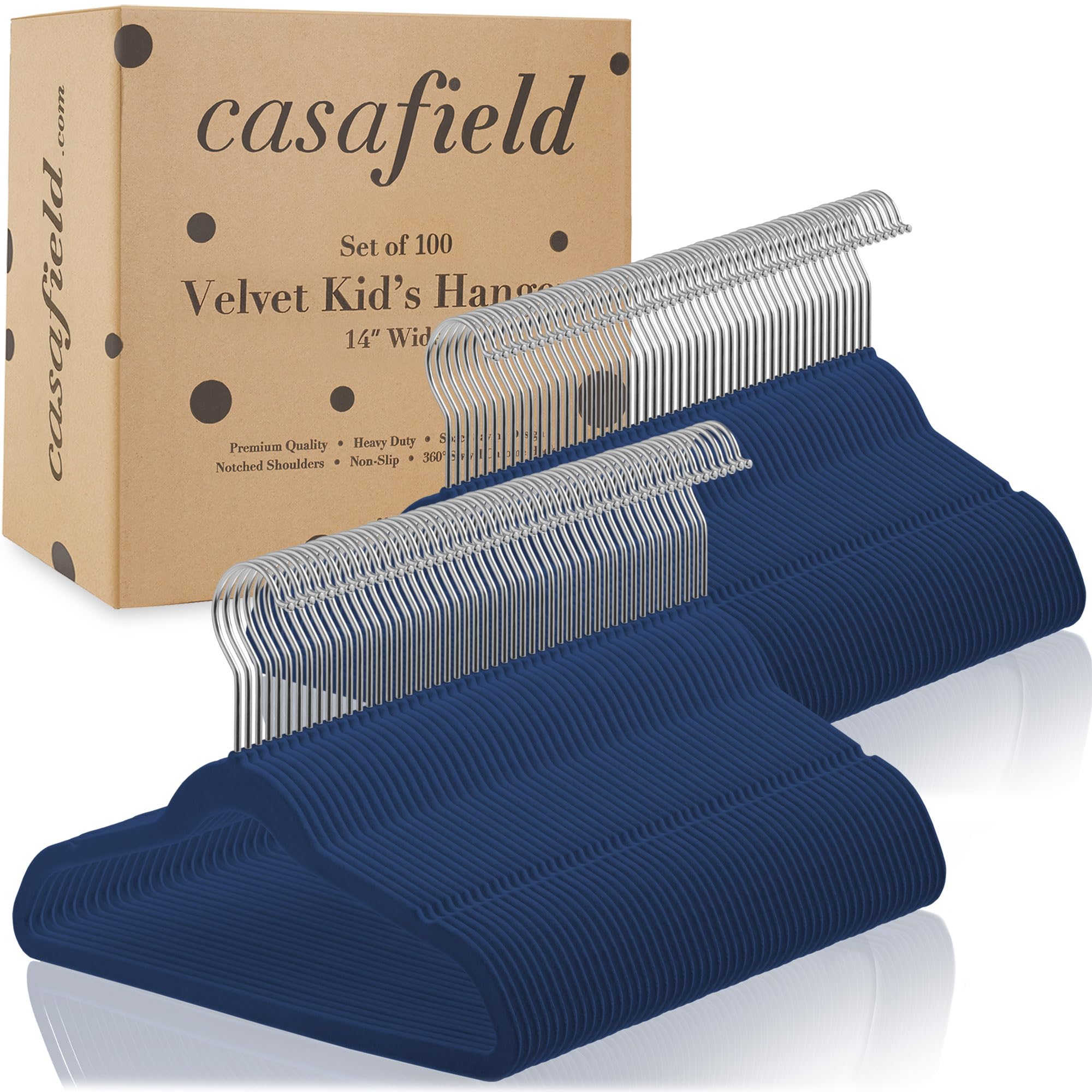 Casafield 100 Velvet Kid'S Hangers - 14'' Size For Children'S Clothes - Royal Blue