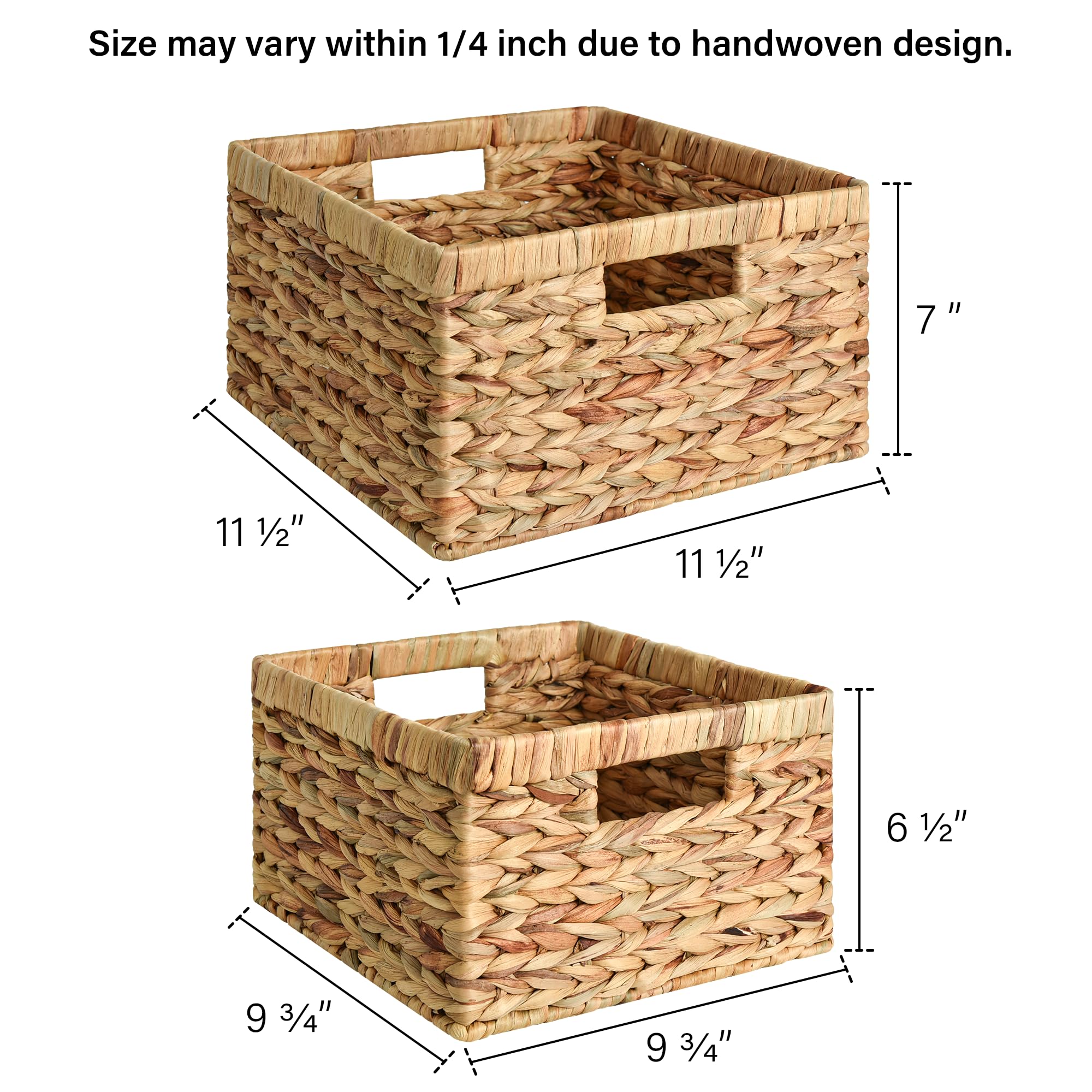 Storageworks Wicker Storage Basket, Water Hyacinth Basket For Organizing, Decorative Water Hyacinth Storage Baskets, Set Of 2, L