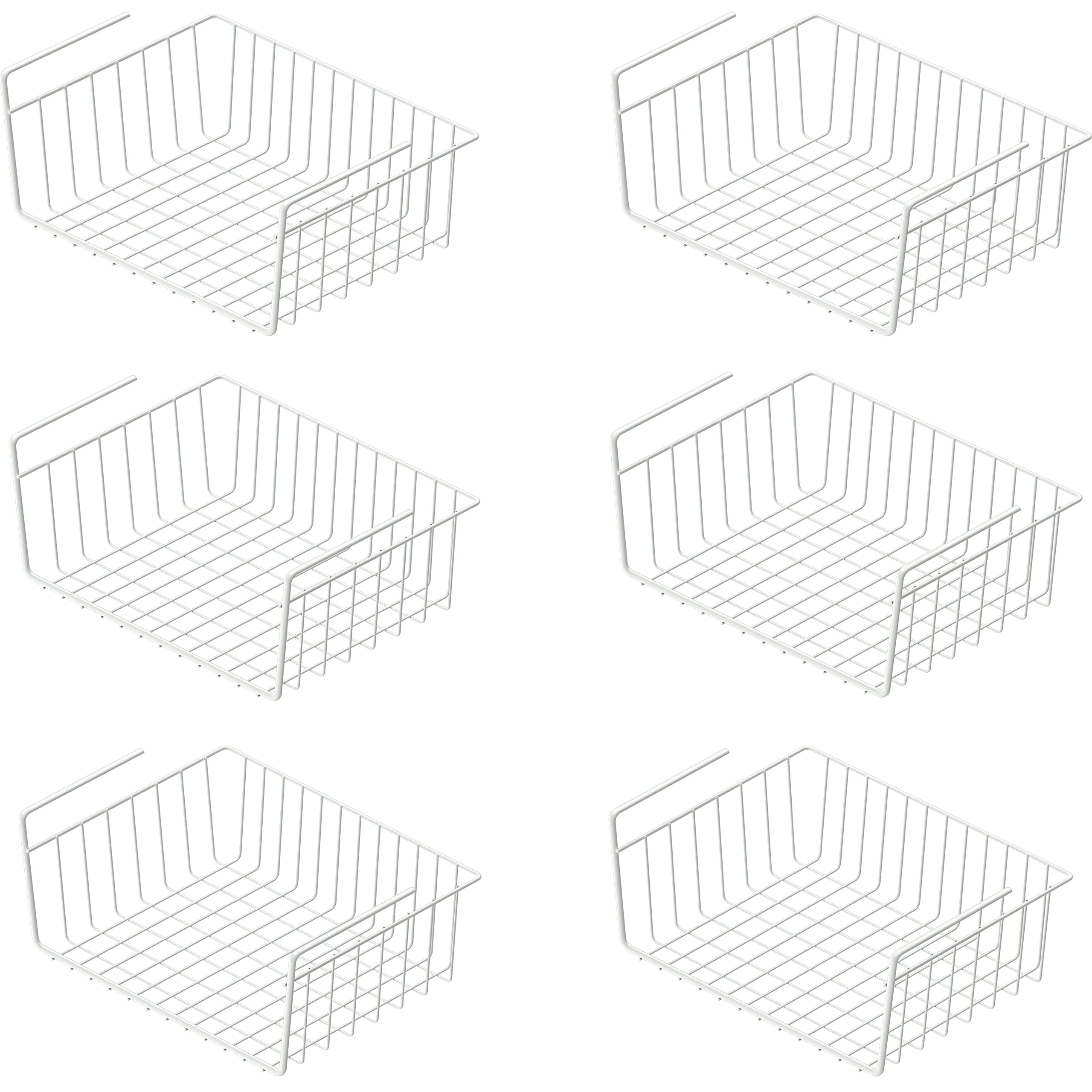 Simple Houseware 6Pk Under Shelf Basket, White