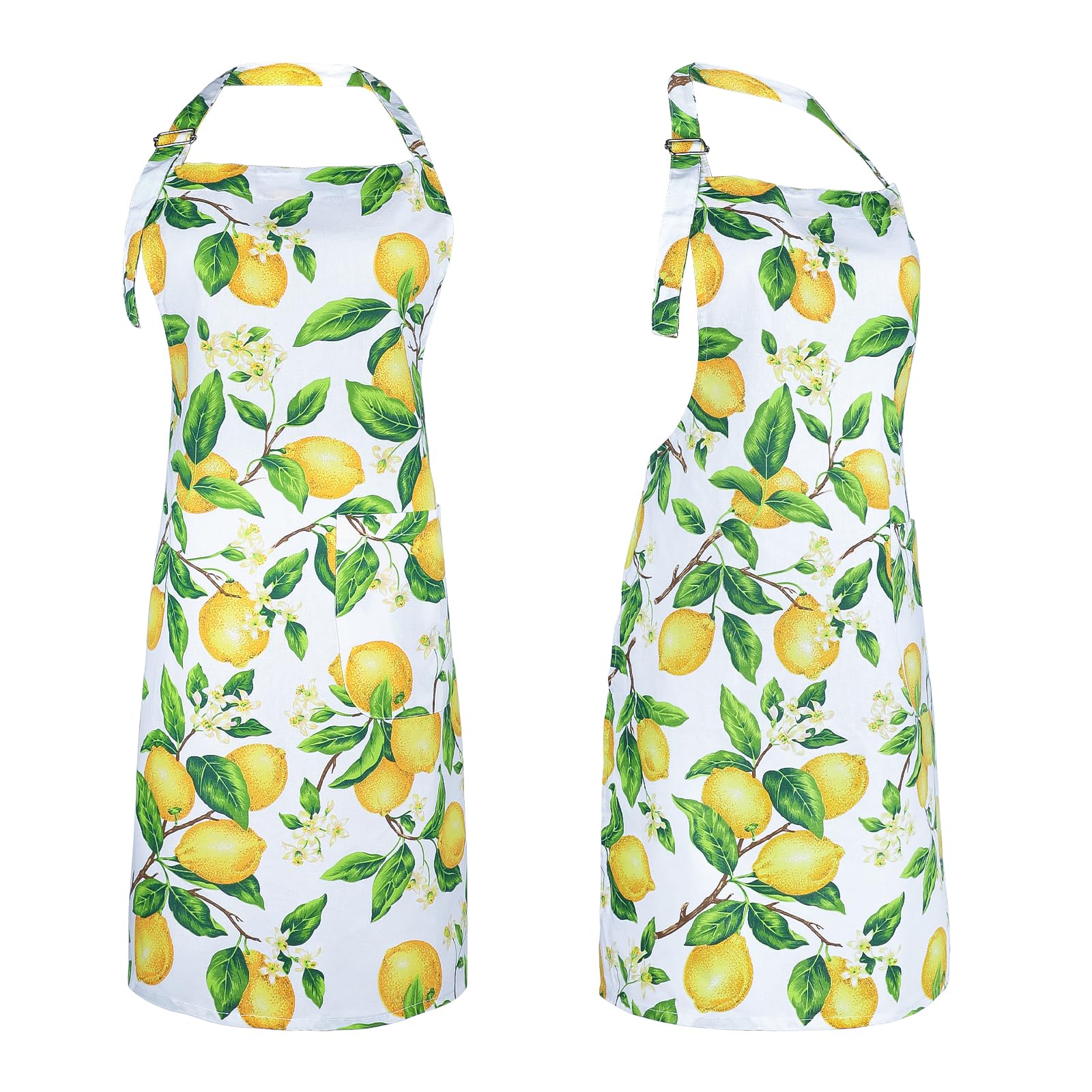 G2Plus Cotton Kitchen Apron With Pockets, Thick Lemon Apron, Adjustable Cooking Apron For Baking, Chef Apron For Women, Men, Hol