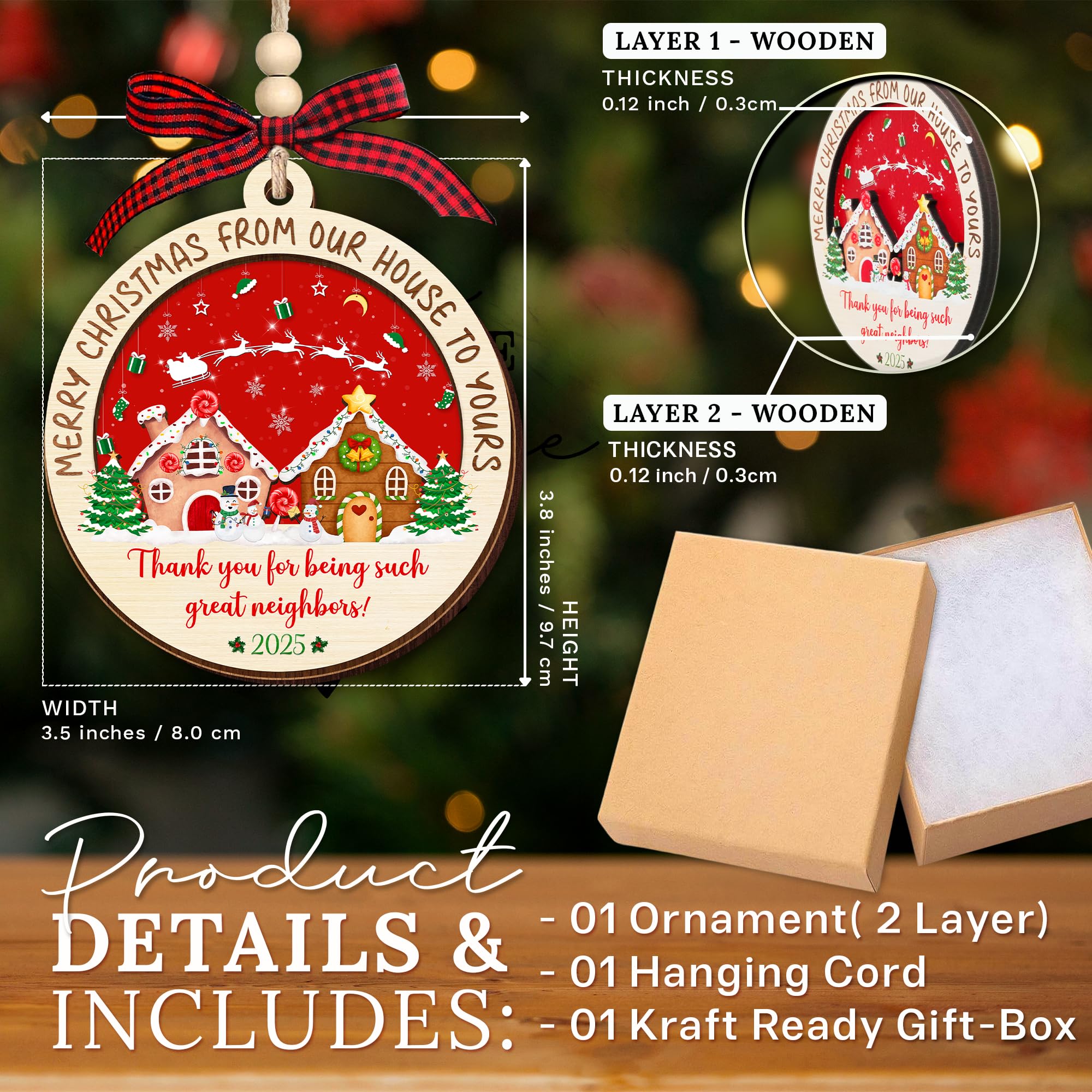 HEXMOZ Neighbor Christmas Ornaments 2025 - Christmas Neighbor Gifts - Gifts for Neighbors, Best Neighborhood Gift Ideas - Friend