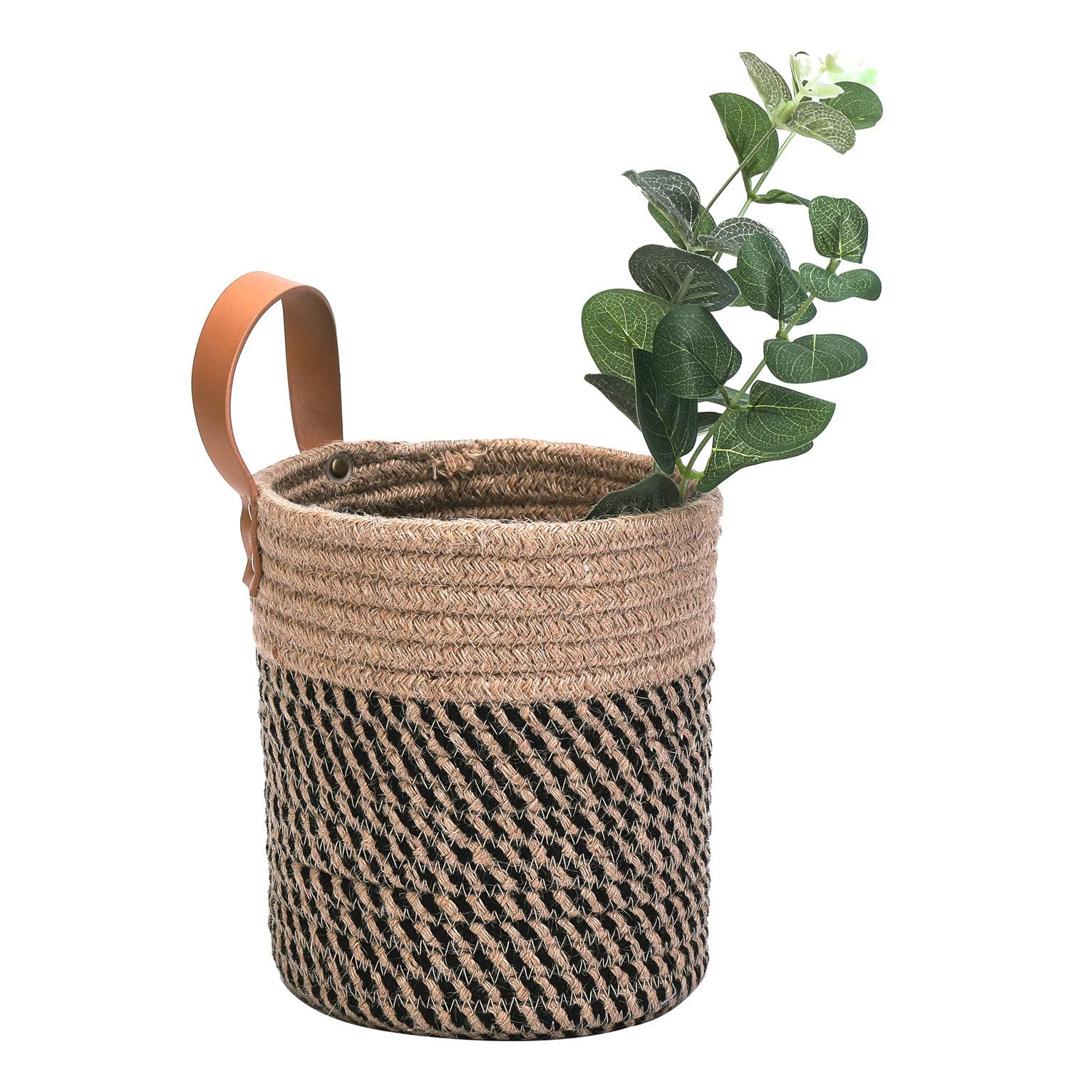 Wall Hanging Storage Baskets - Small Cotton Rope Woven Closet Storage Bins-Shelf Basket Organizer for Plants  Towels Toys - 6.3'' x 7'' (Jute)