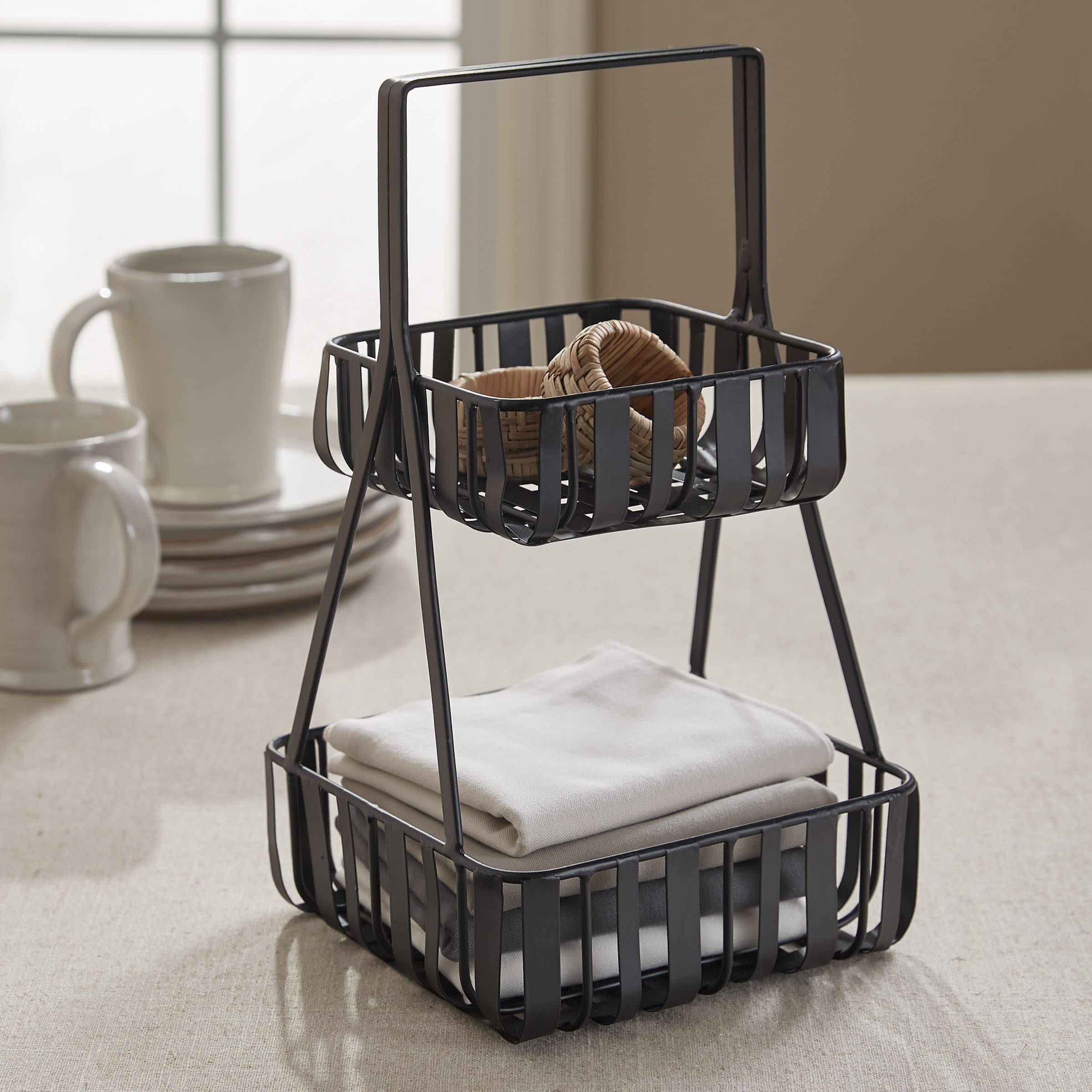 Park Designs Spencer 2 Tier Black Napkin Holder 12.5''H