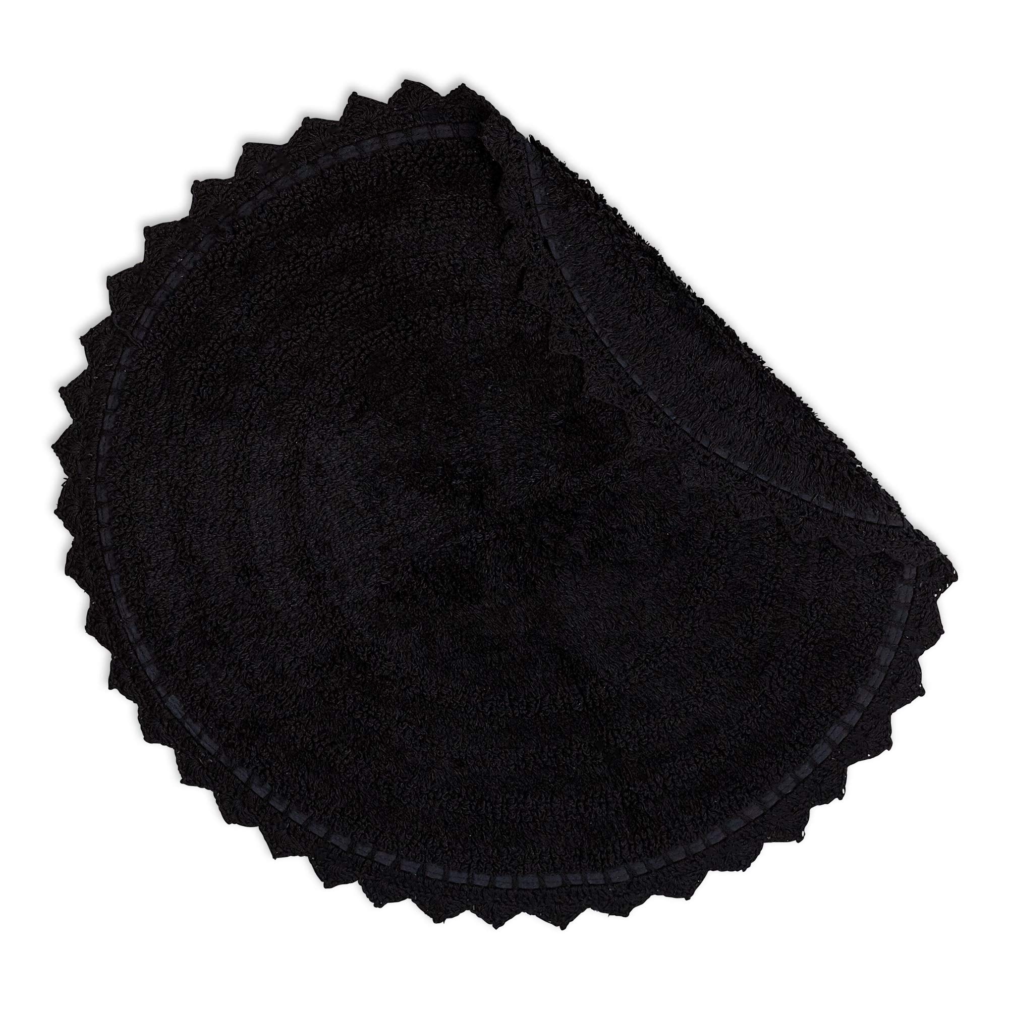 Dii Crochet Collection Reversible Bath Mat, Round, 27.5'' Diameter, Black