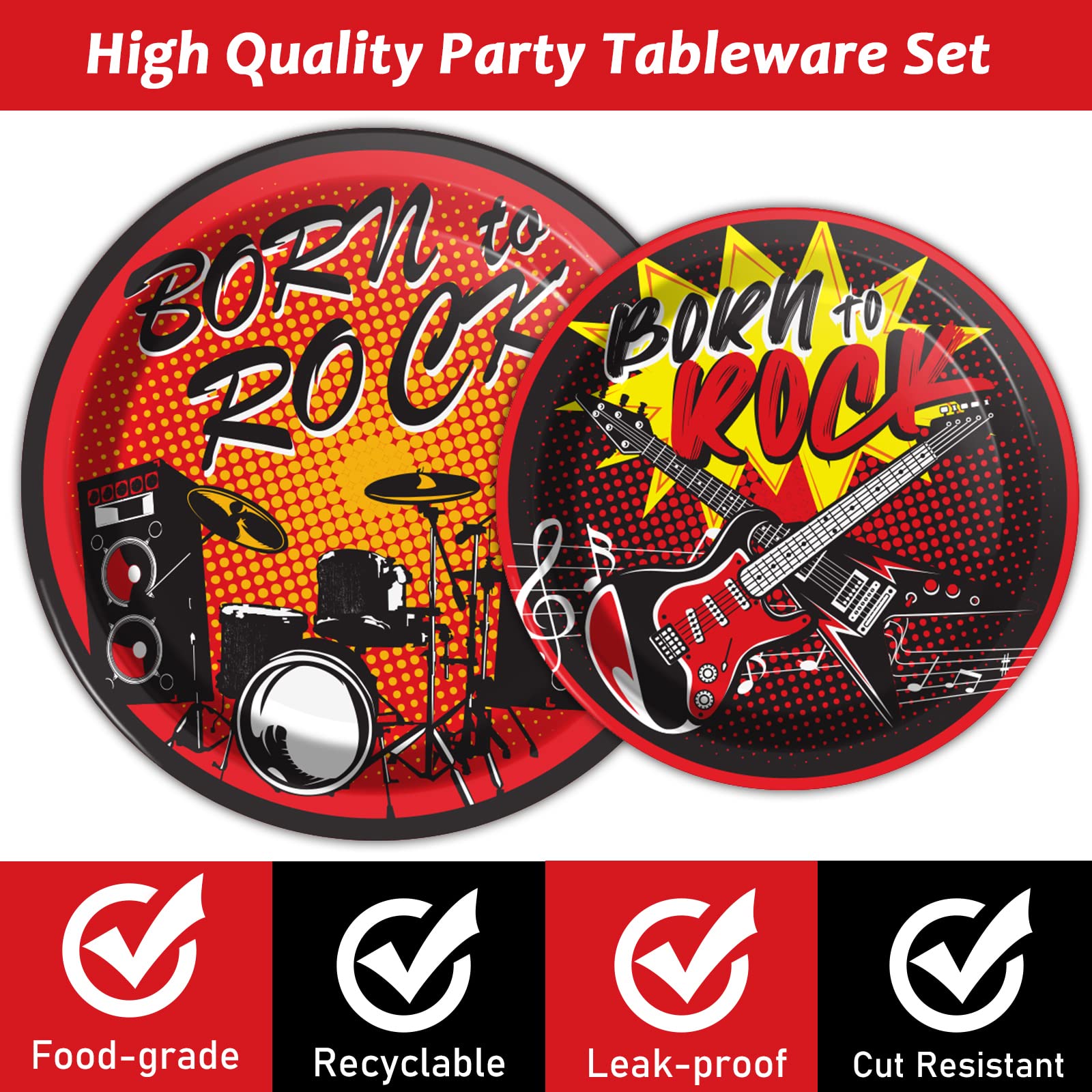 gisgfim 96 Pcs Music Party Supplies Paper Plates Napkins Tableware Set Music Theme Party Birthday Decorations Favors Serves 24