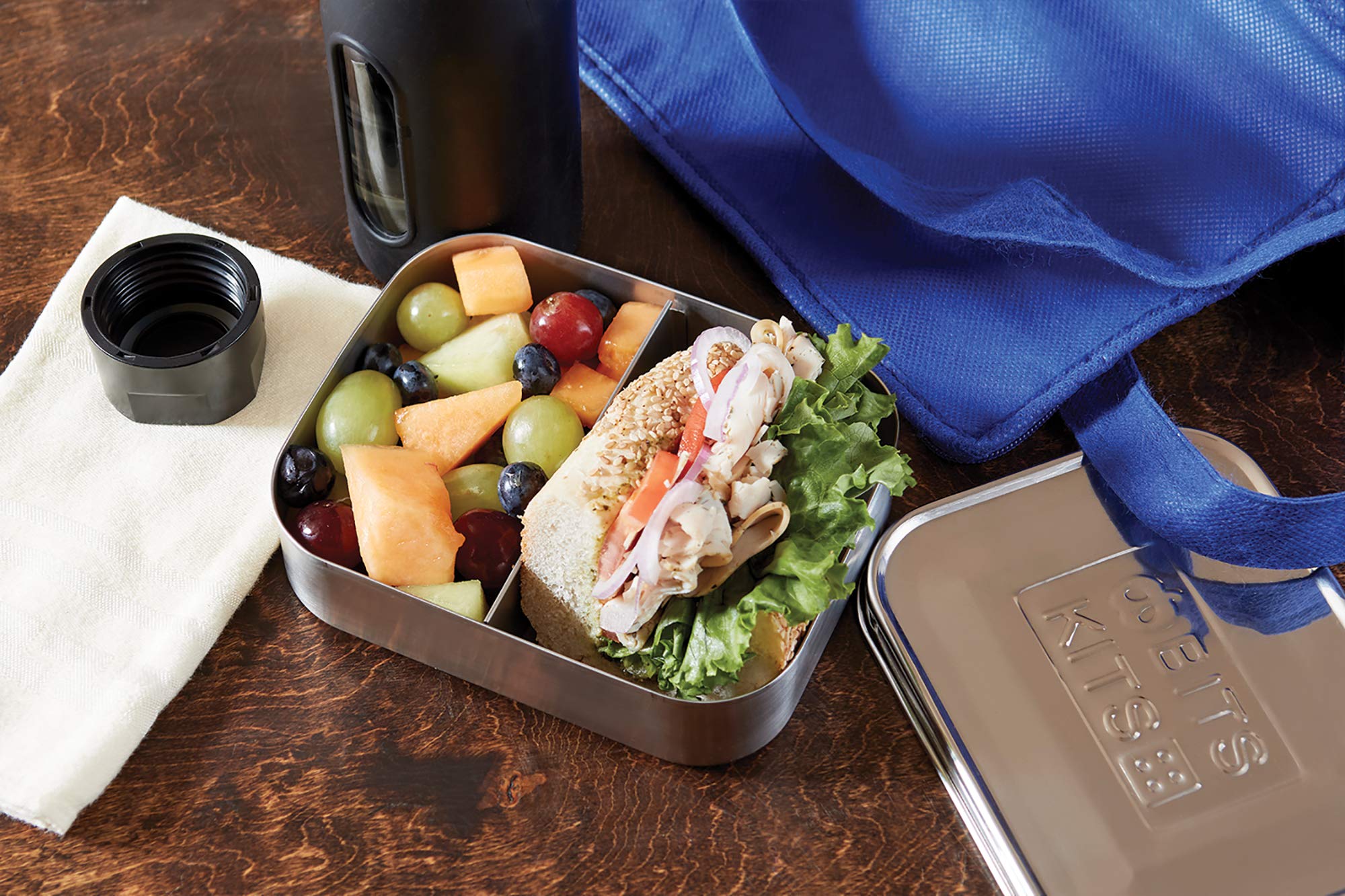 Bits Kits Stainless Steel Bento Box Lunch And Snack Container For Kids And Adults, 2 Sections